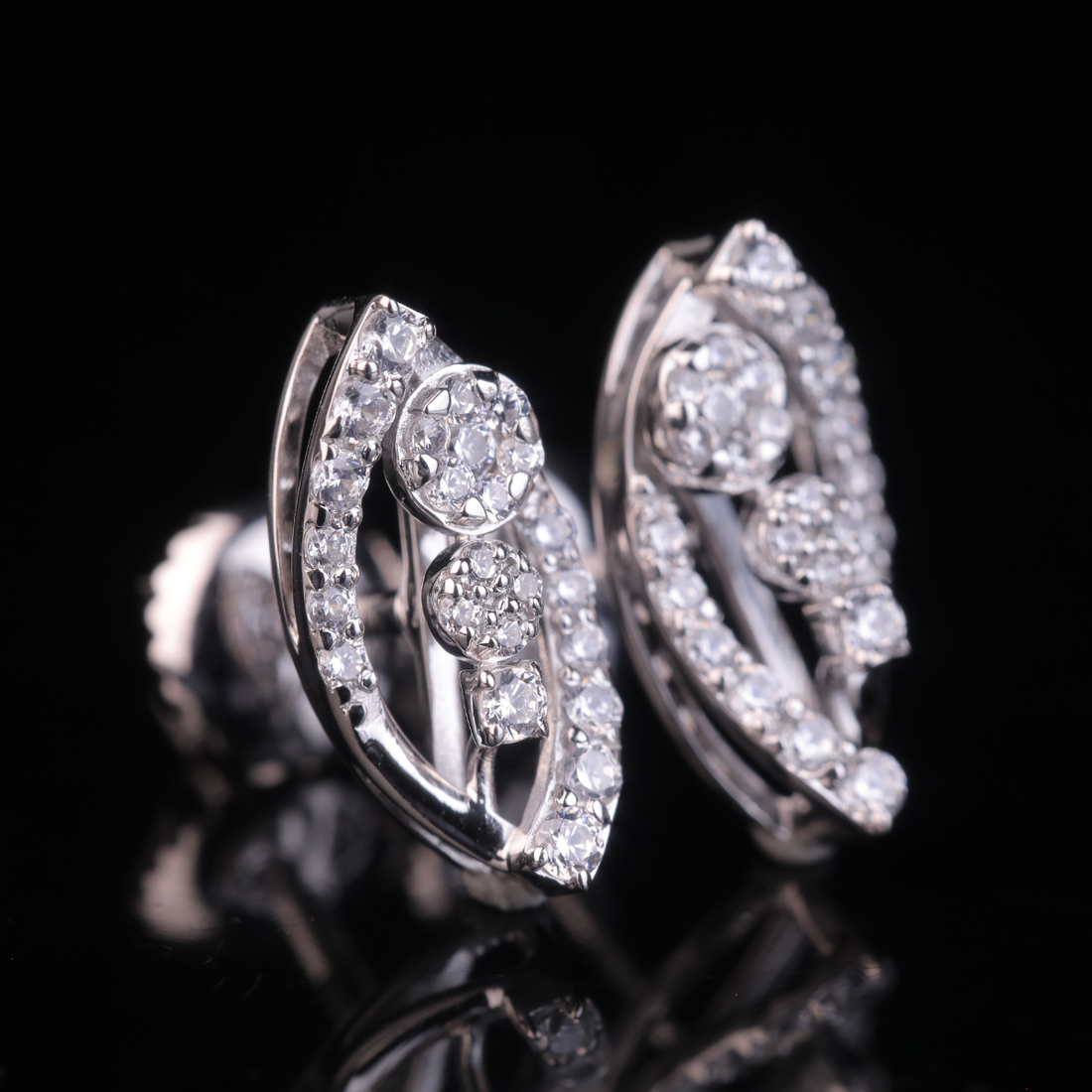 Diamond Stud Earrings in White Gold & Silver | 18K, 14K, 10K Gold Luxury Earrings for Women