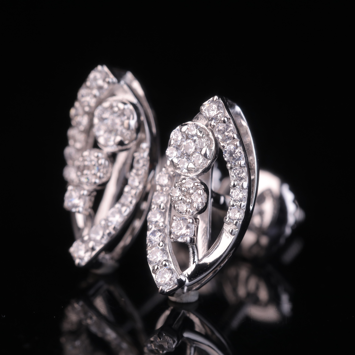 Diamond Stud Earrings in White Gold & Silver | 18K, 14K, 10K Gold Luxury Earrings for Women