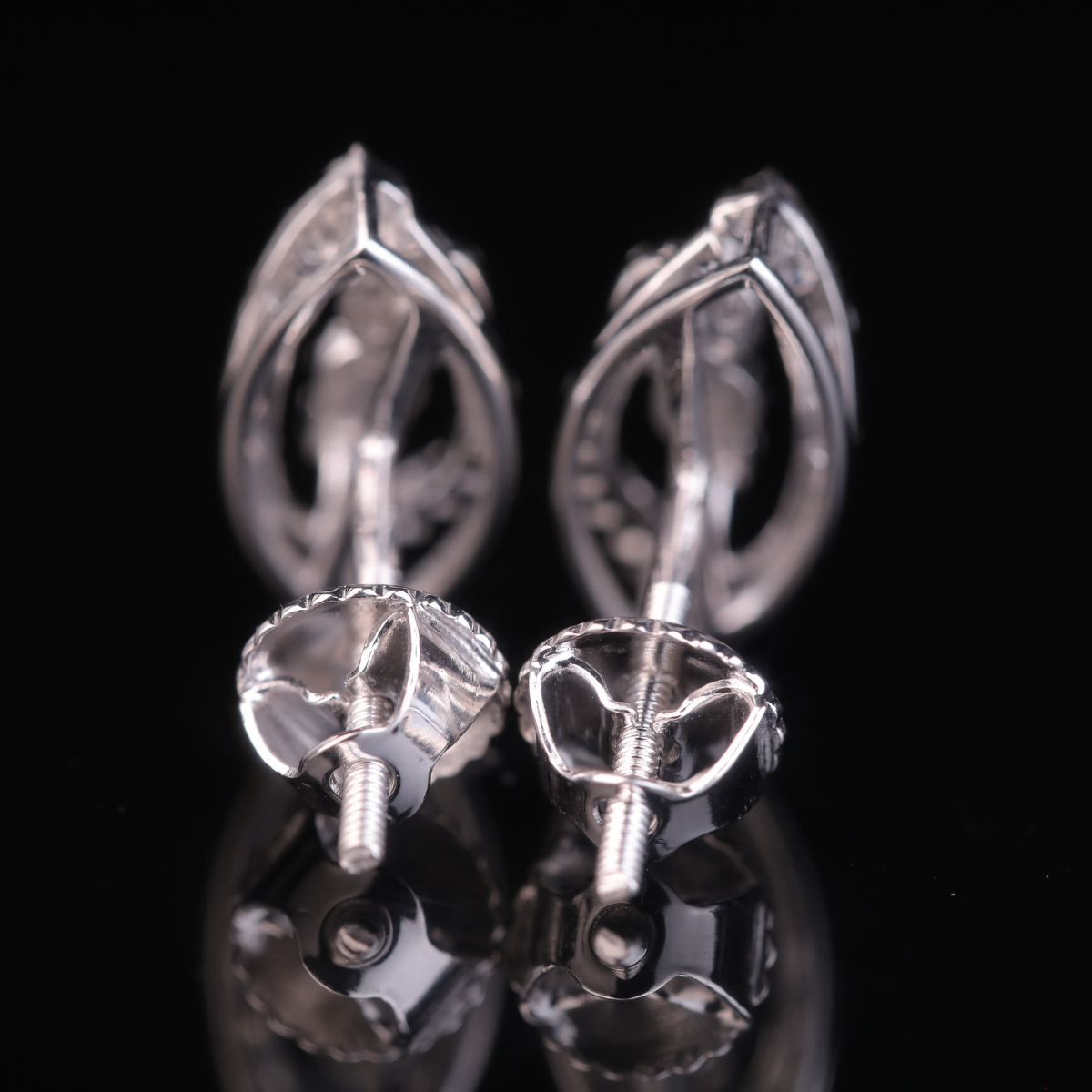 Diamond Stud Earrings in White Gold & Silver | 18K, 14K, 10K Gold Luxury Earrings for Women