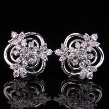 Floral Diamond Stud Earrings in White Gold & Silver | 18K, 14K, 10K Gold Luxury Earrings for Women