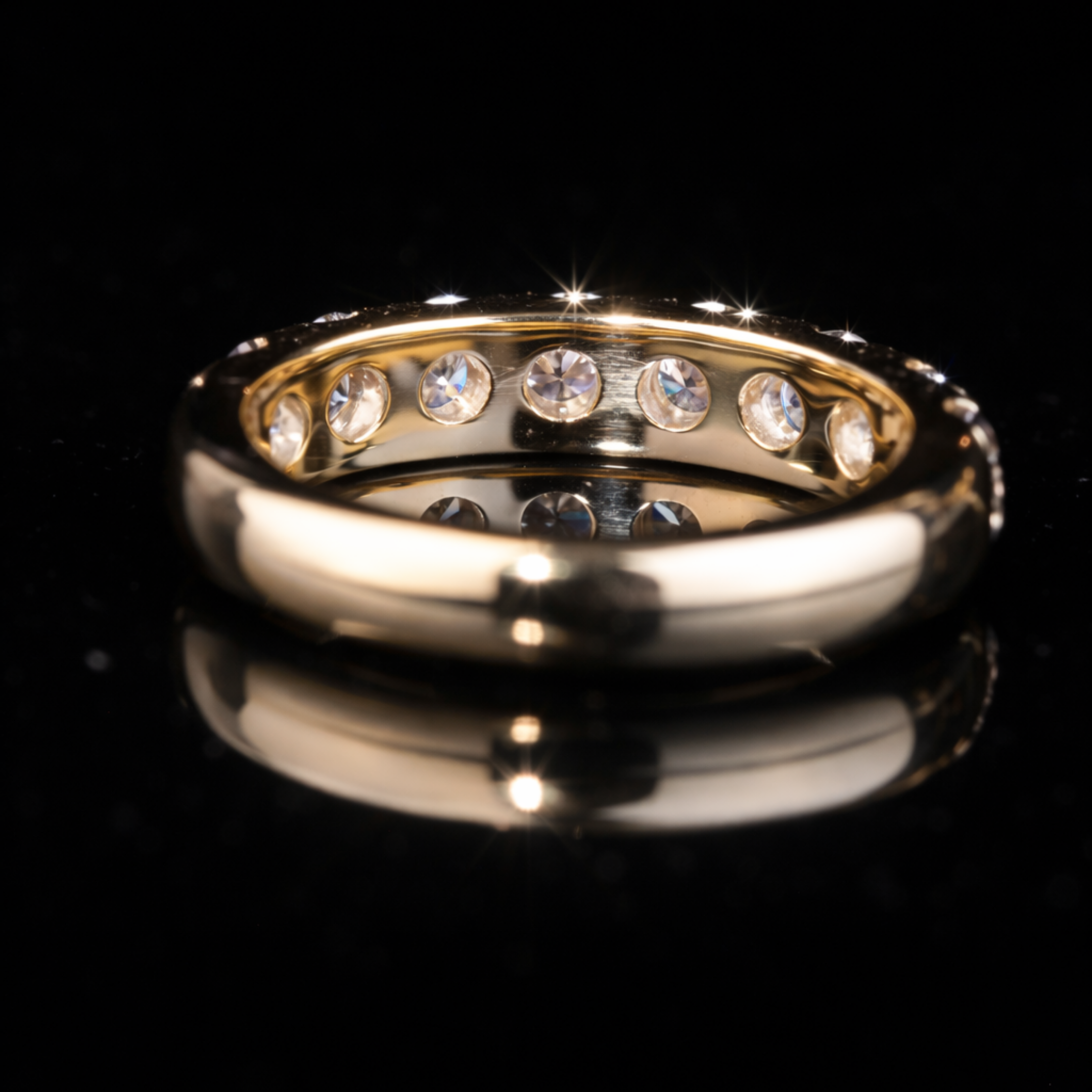 Round Cut Moissanite Eternity Band in 10KT / 14KT / 18KT Gold – Diamond Wedding Ring