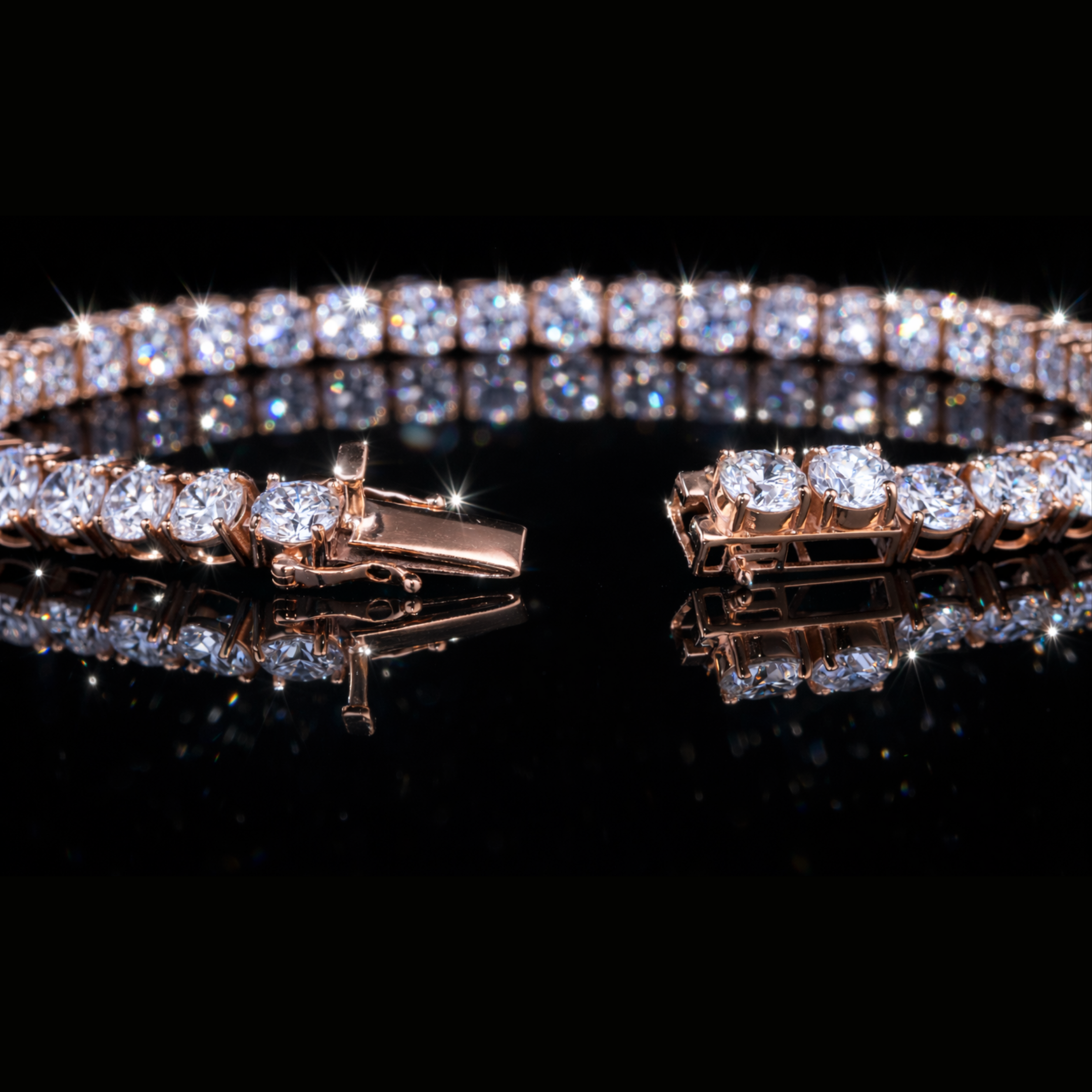 14K / 18K Rose Gold Diamond Tennis Bracelet – Round Cut Luxury Tennis Bracelet for Women & Men