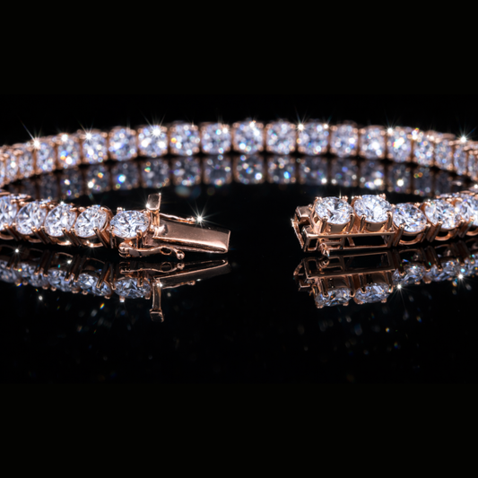 14K / 18K Rose Gold Diamond Tennis Bracelet – Round Cut Luxury Tennis Bracelet for Women & Men