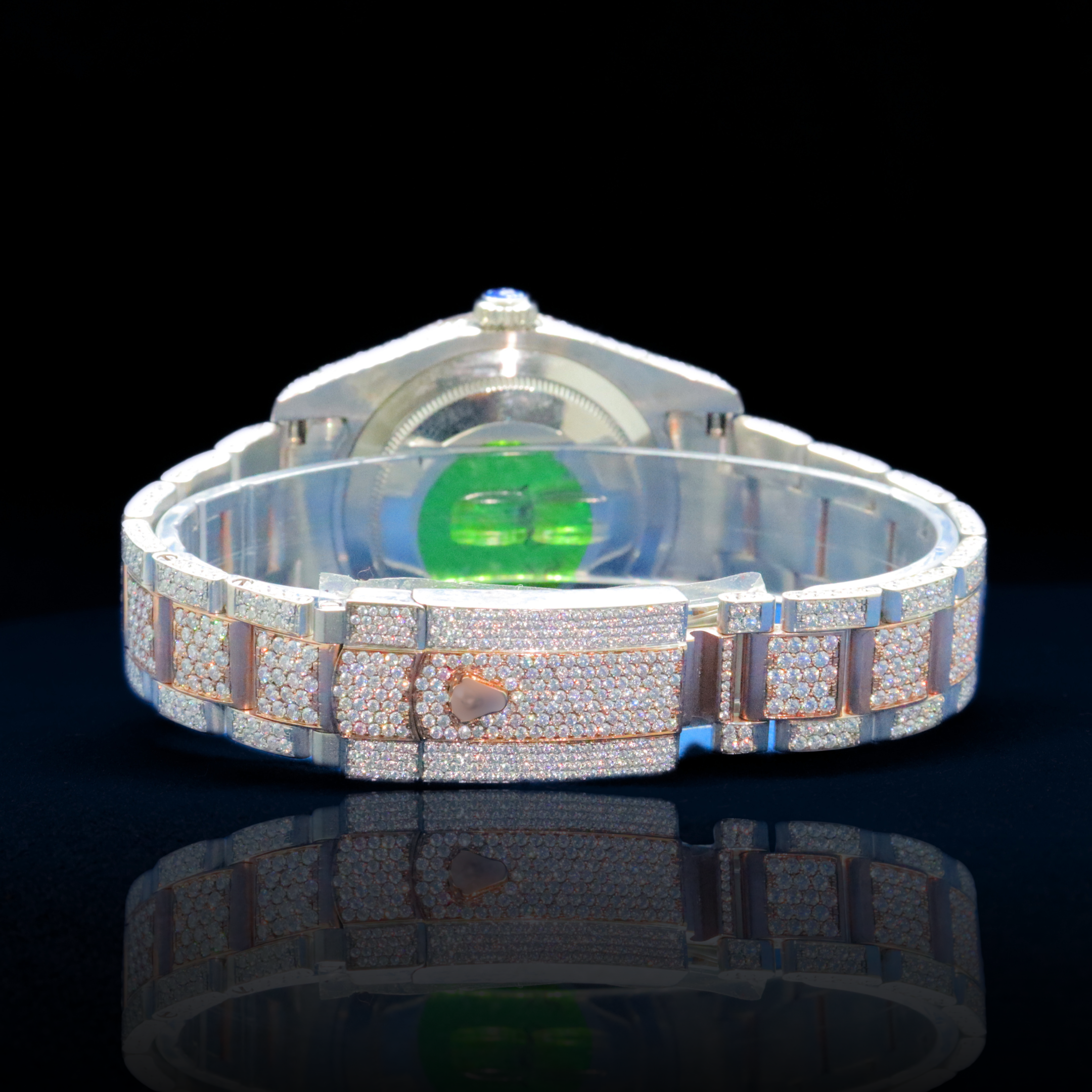 14k/18k-moissanite Rolex inspire Iced-Out Roman Numeral Watch