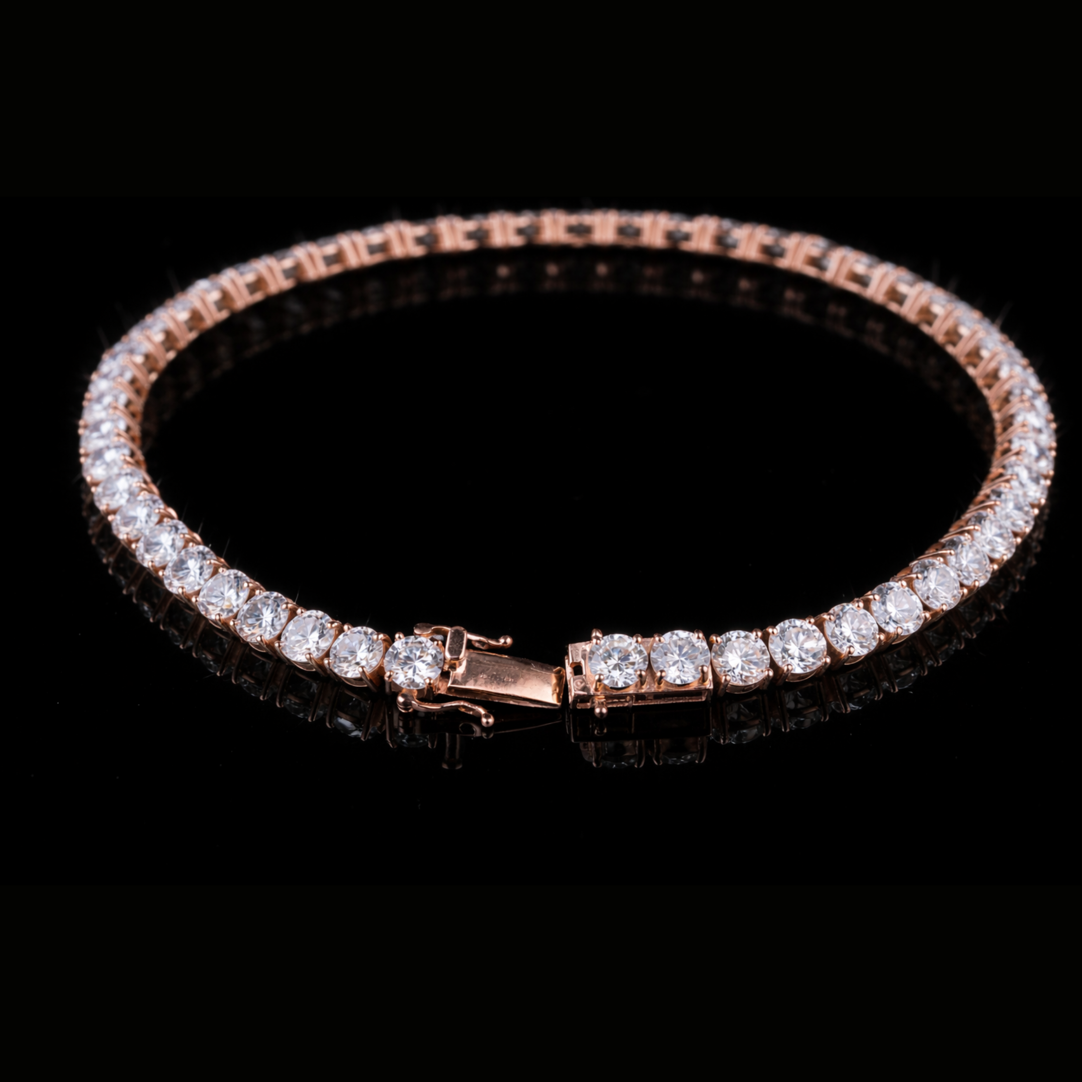 14K / 18K Rose Gold Diamond Tennis Bracelet – Round Cut Luxury Tennis Bracelet for Women & Men