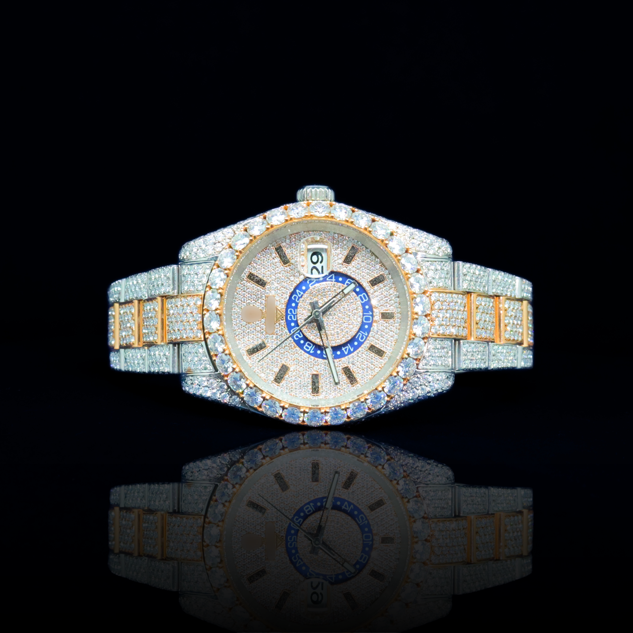 14k/18k-moissanite Diamond Rolex inspire Encrusted Luxury Timepiece