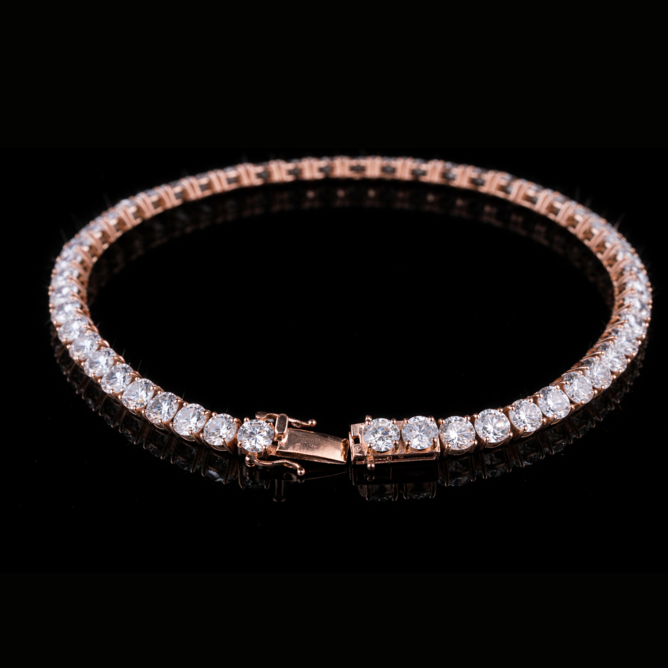 14K / 18K Rose Gold Diamond Tennis Bracelet – Round Cut Luxury Tennis Bracelet for Women & Men