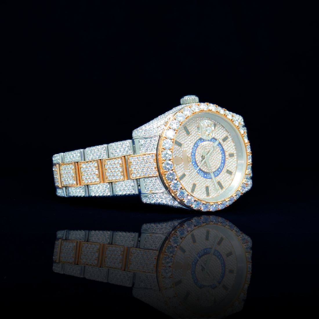 14k/18k-moissanite Diamond Rolex inspire Encrusted Luxury Timepiece