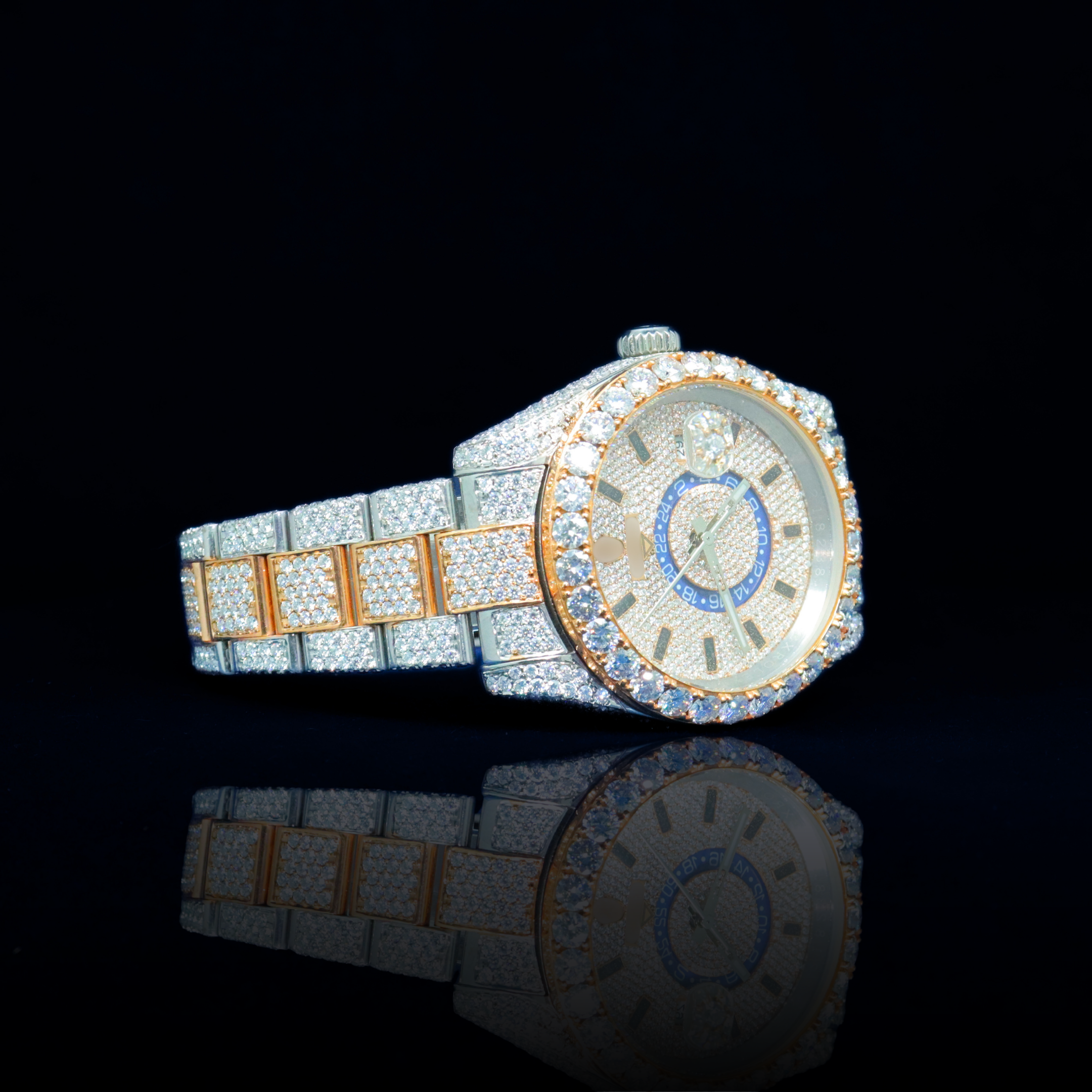 14k/18k-moissanite Diamond Rolex inspire Encrusted Luxury Timepiece