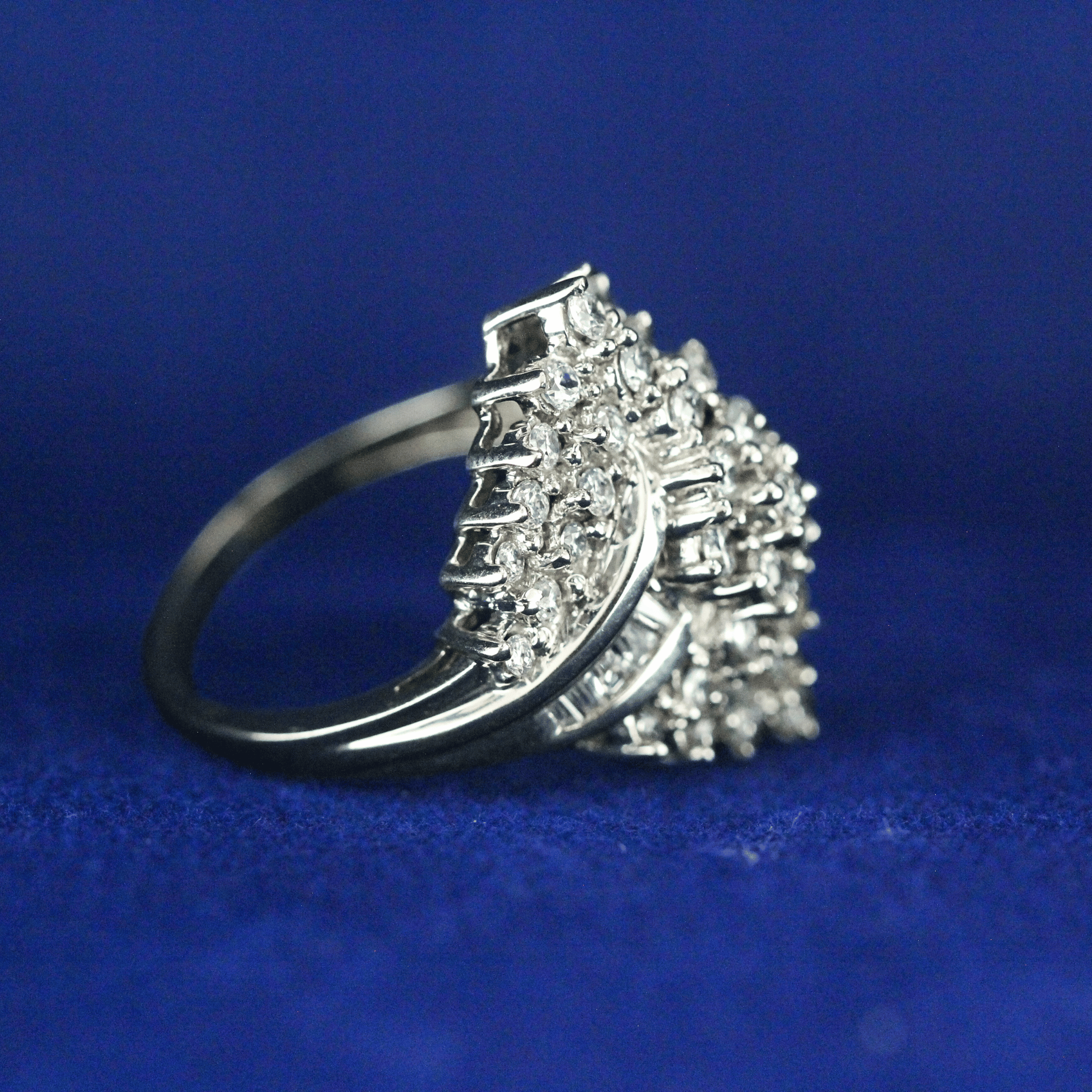 Right side view of 1989 Diamond Navette Ring with Moissanite diamonds – Fine jewelry

