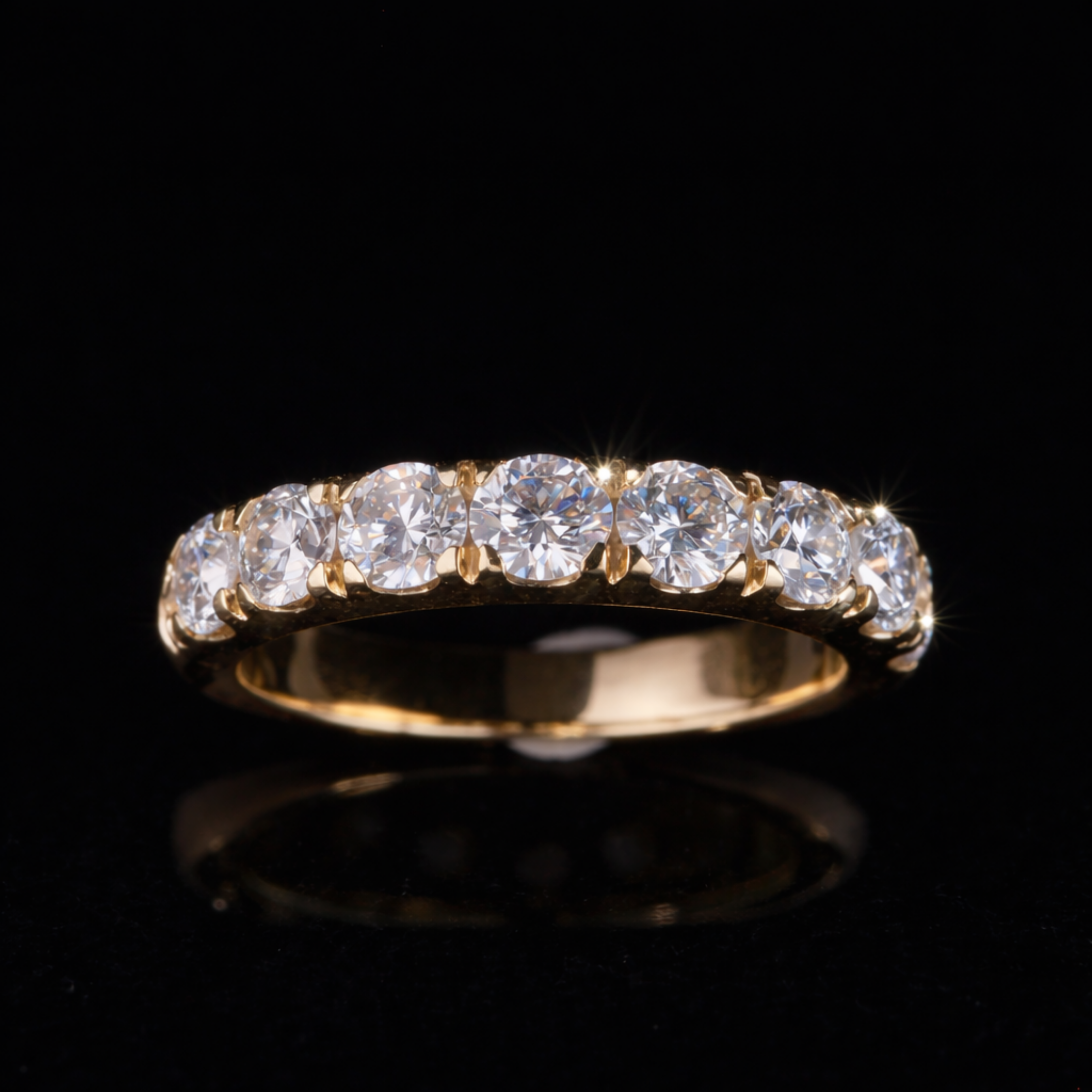 Round Cut Moissanite Eternity Band in 10KT / 14KT / 18KT Gold – Diamond Wedding Ring