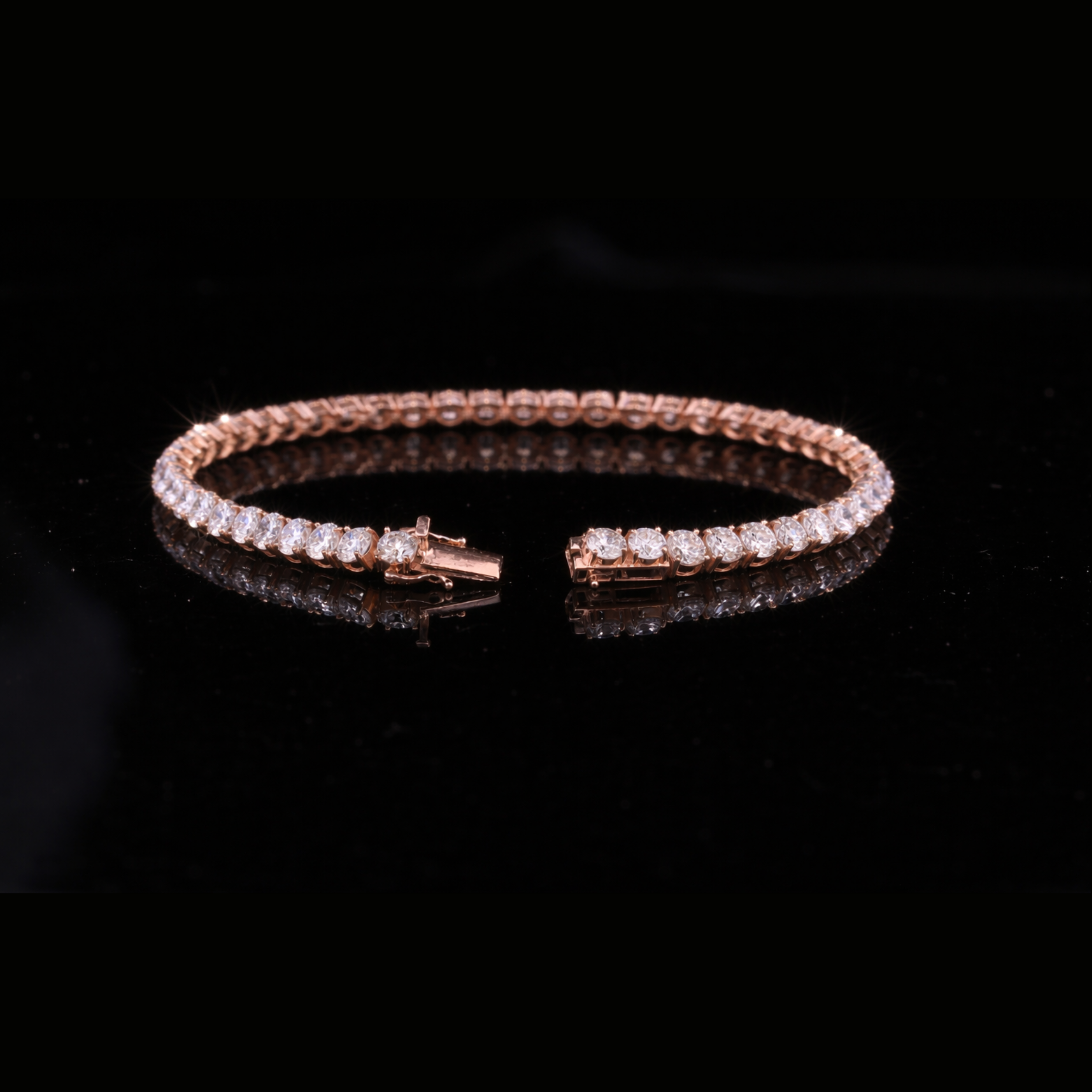 14K / 18K Rose Gold Diamond Tennis Bracelet – Round Cut Luxury Tennis Bracelet for Women & Men