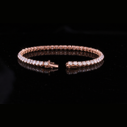 14K / 18K Rose Gold Diamond Tennis Bracelet – Round Cut Luxury Tennis Bracelet for Women & Men