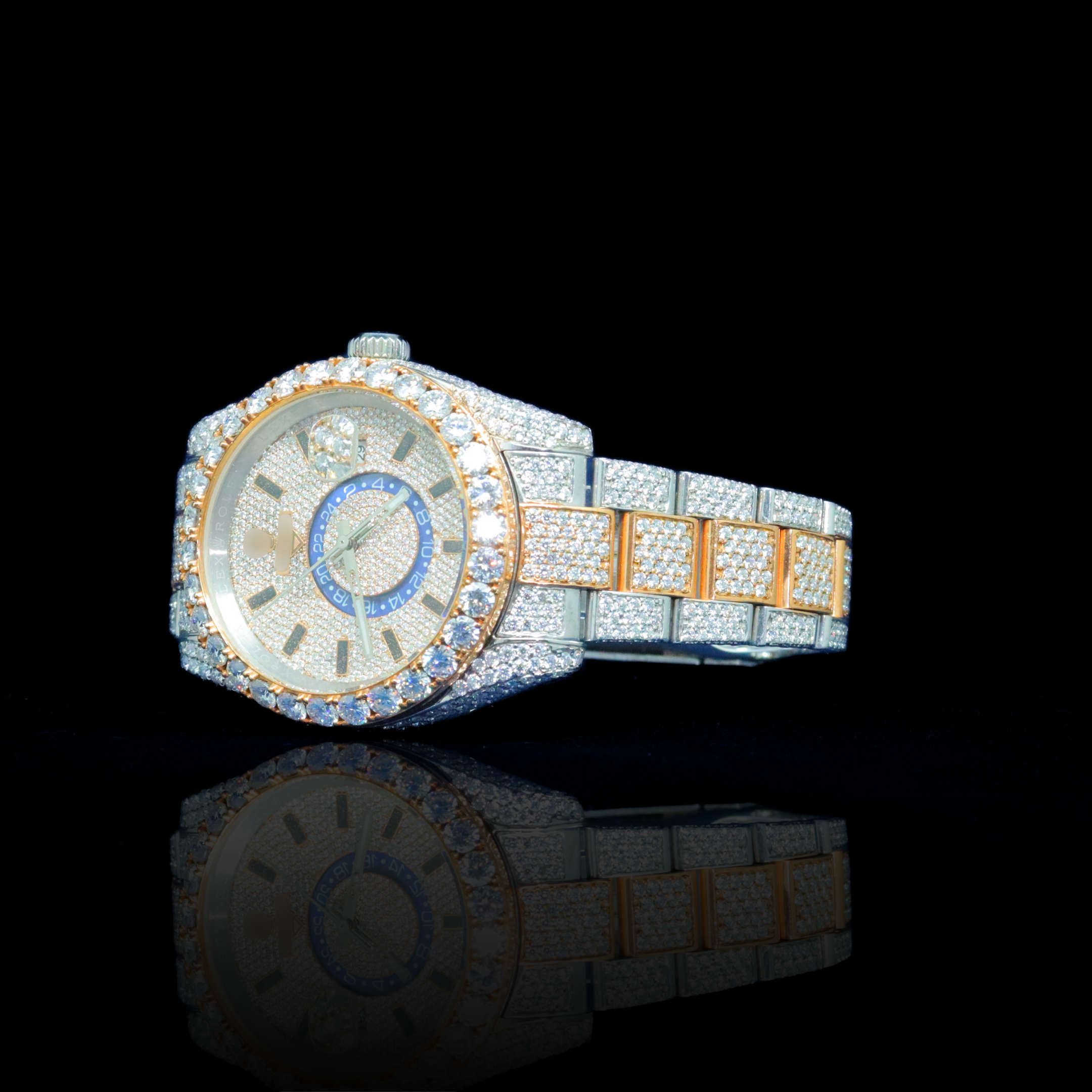 14k/18k-moissanite Diamond Rolex inspire Encrusted Luxury Timepiece