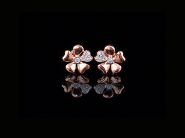 Luxury Diamond Floral Stud Earrings | 18K, 14K, 10K Gold & Silver