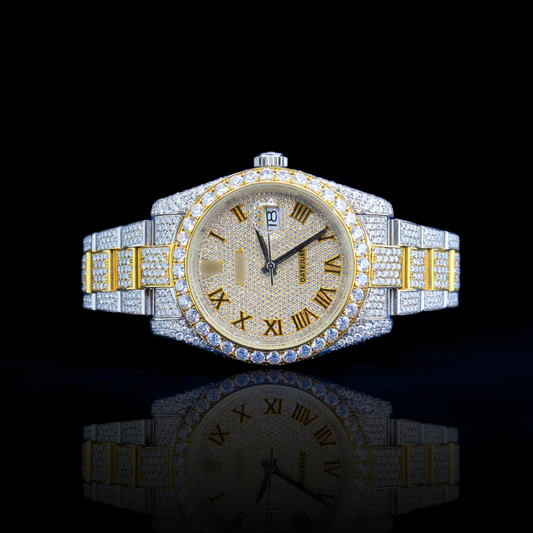 14K/18K Moissanite Cartier inspire Roman Numeral Bling Watch