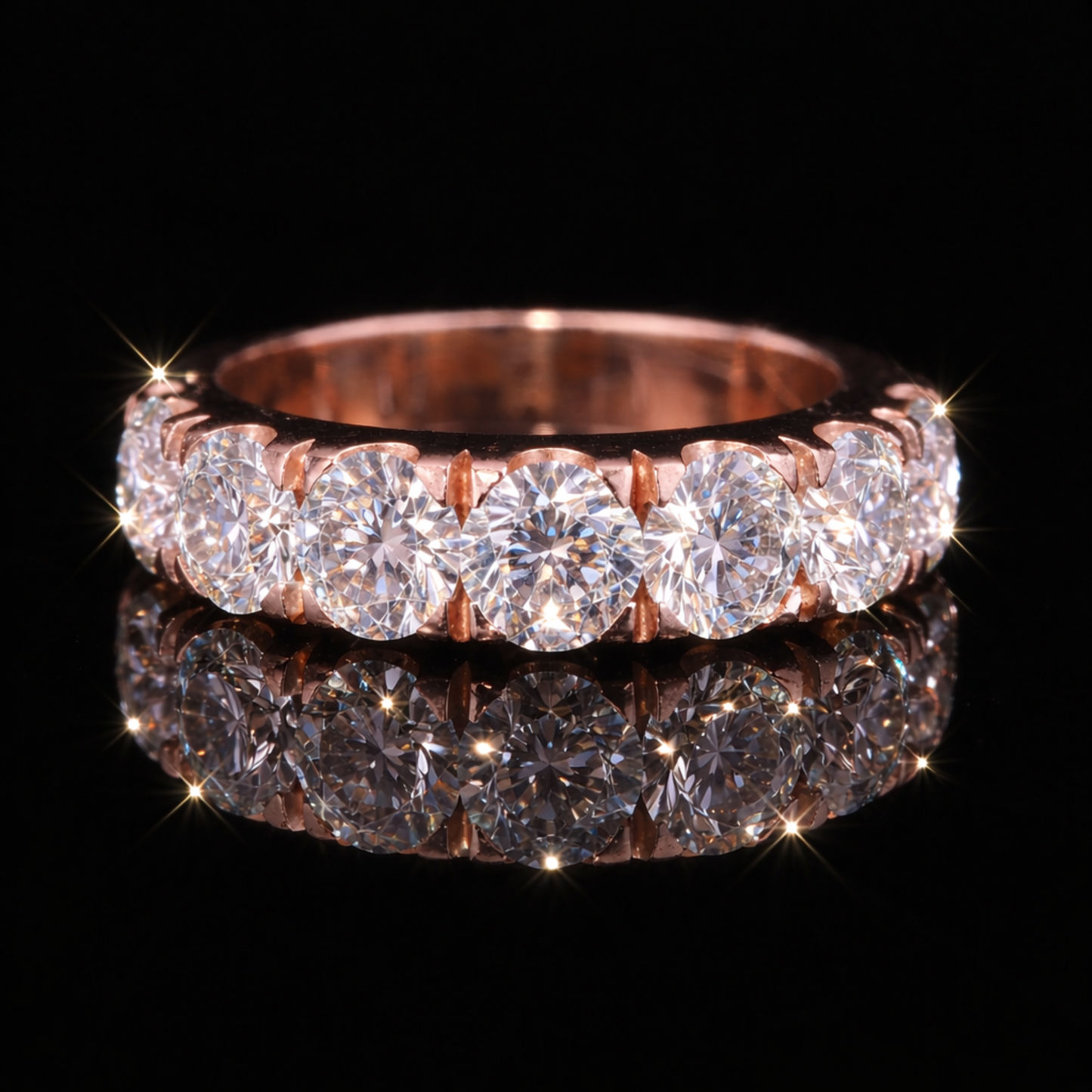 Round Cut Moissanite Eternity Band in 18KT, 14KT, 10KT Gold & Silver