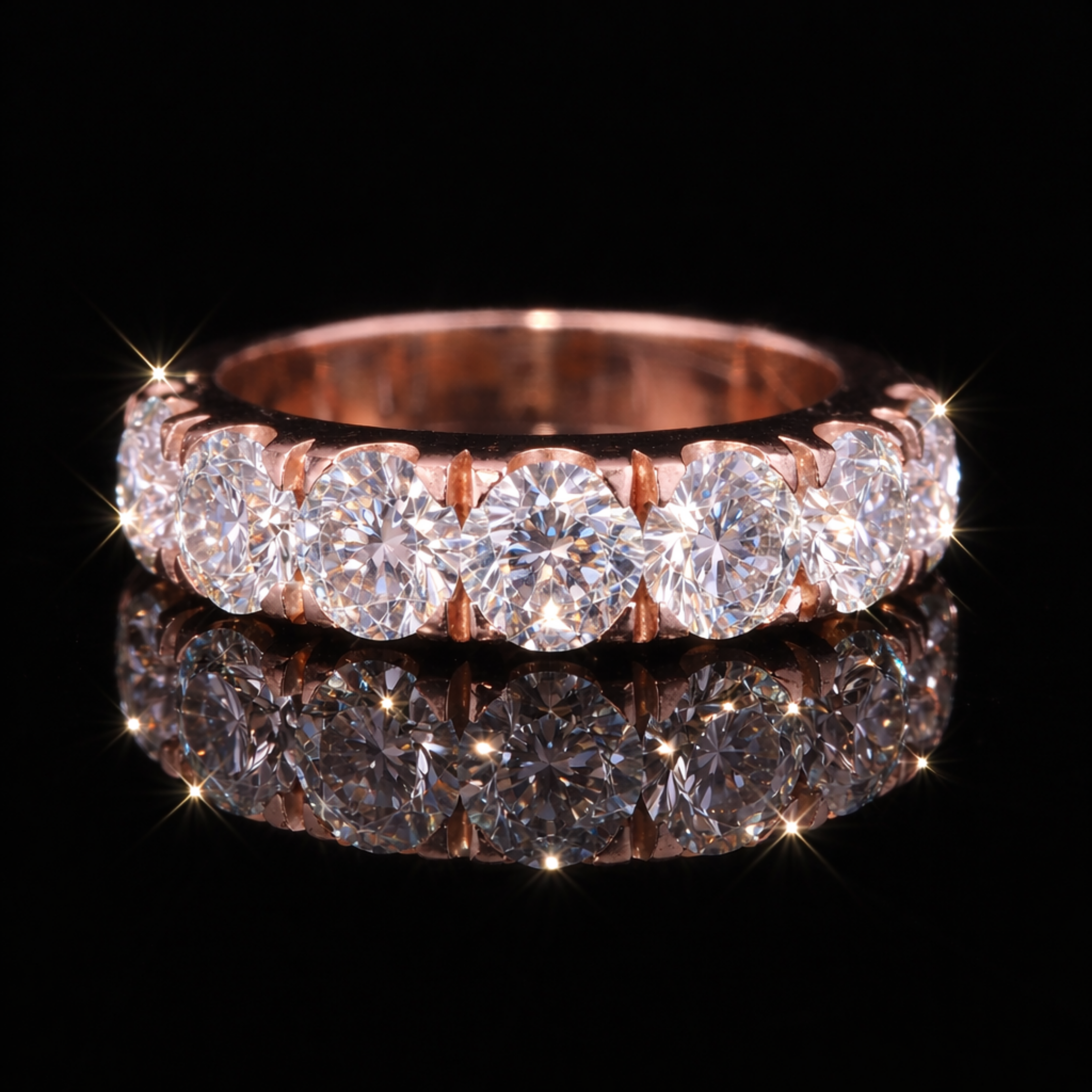 Round Cut Moissanite Eternity Band in 18KT, 14KT, 10KT Gold & Silver