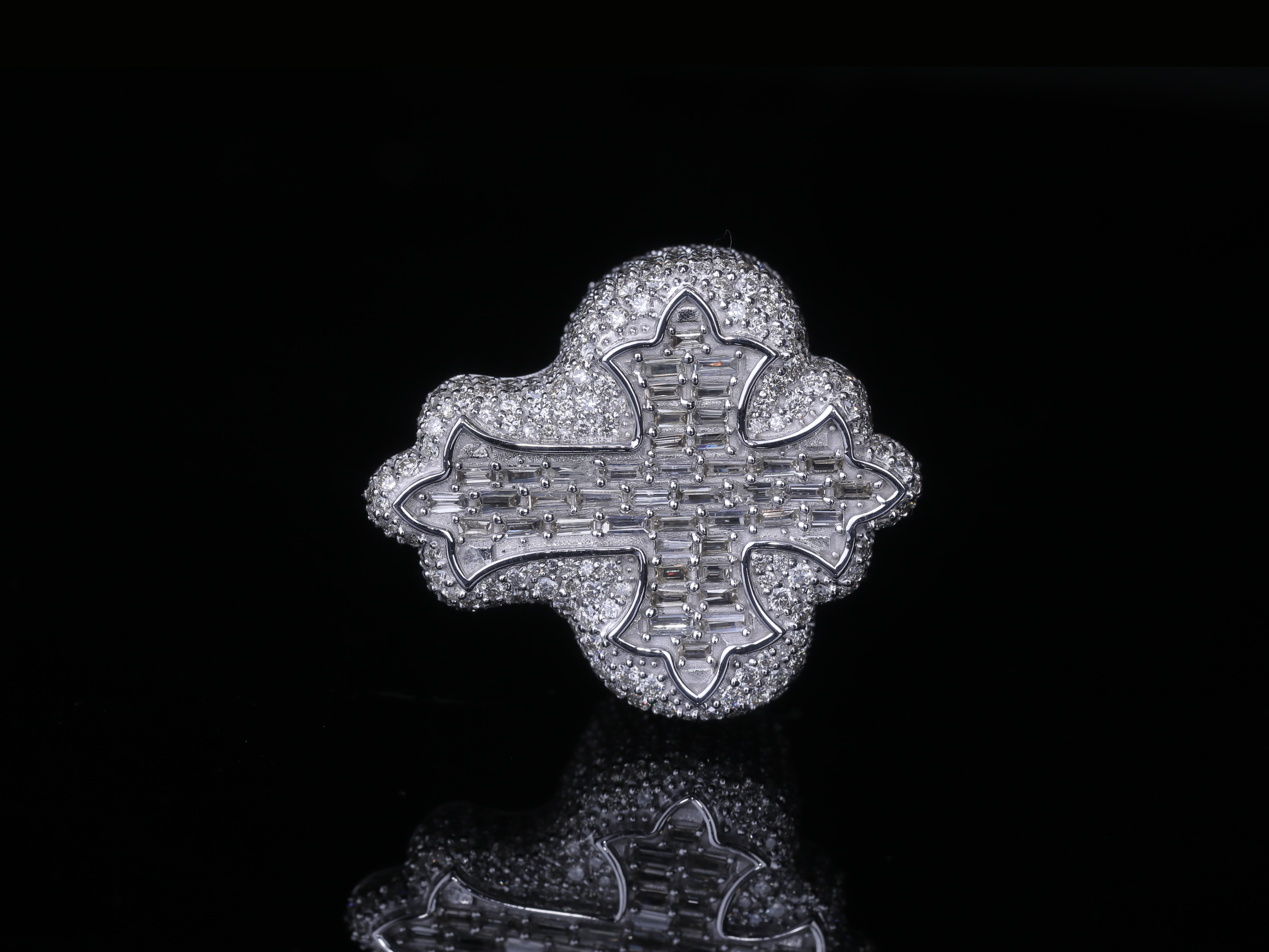 Diamond Cross Ring in Gold & Silver | 18K, 14K, 10K Iced-Out Christian Ring