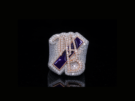 Luxury Statement Diamond Ring with Geometric Design | 18KT, 14KT, 10KT Gold & Silver Available