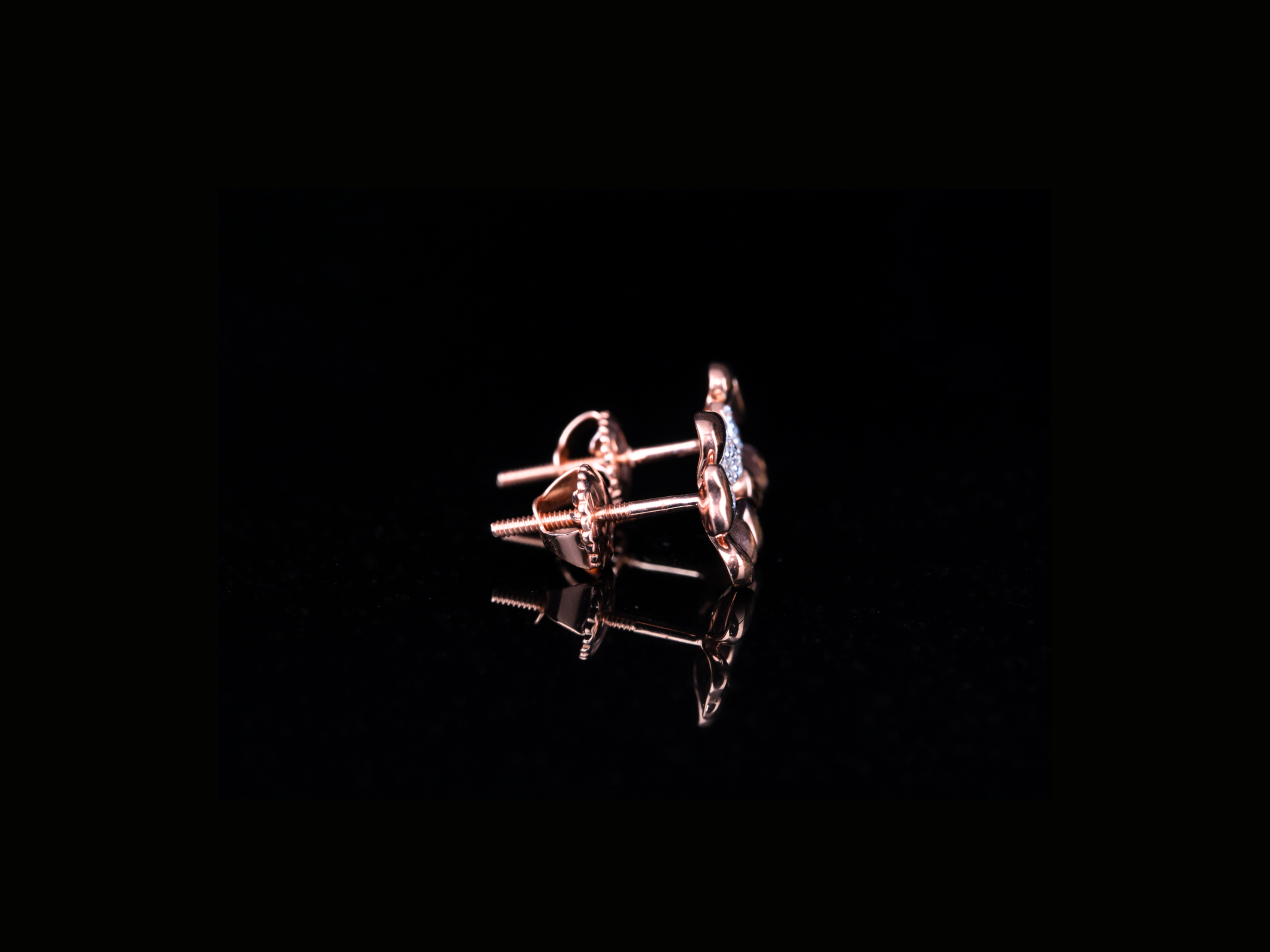 Luxury Diamond Floral Stud Earrings | 18K, 14K, 10K Gold & Silver
