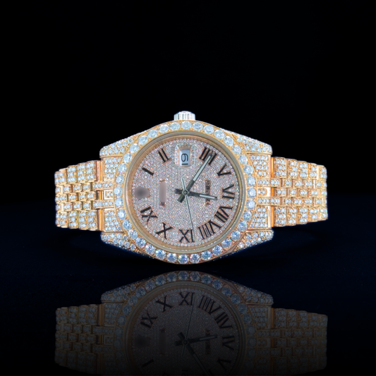14k/18k-moissanite rolex inspire Ultimate Gold & Diamond Statement Watch