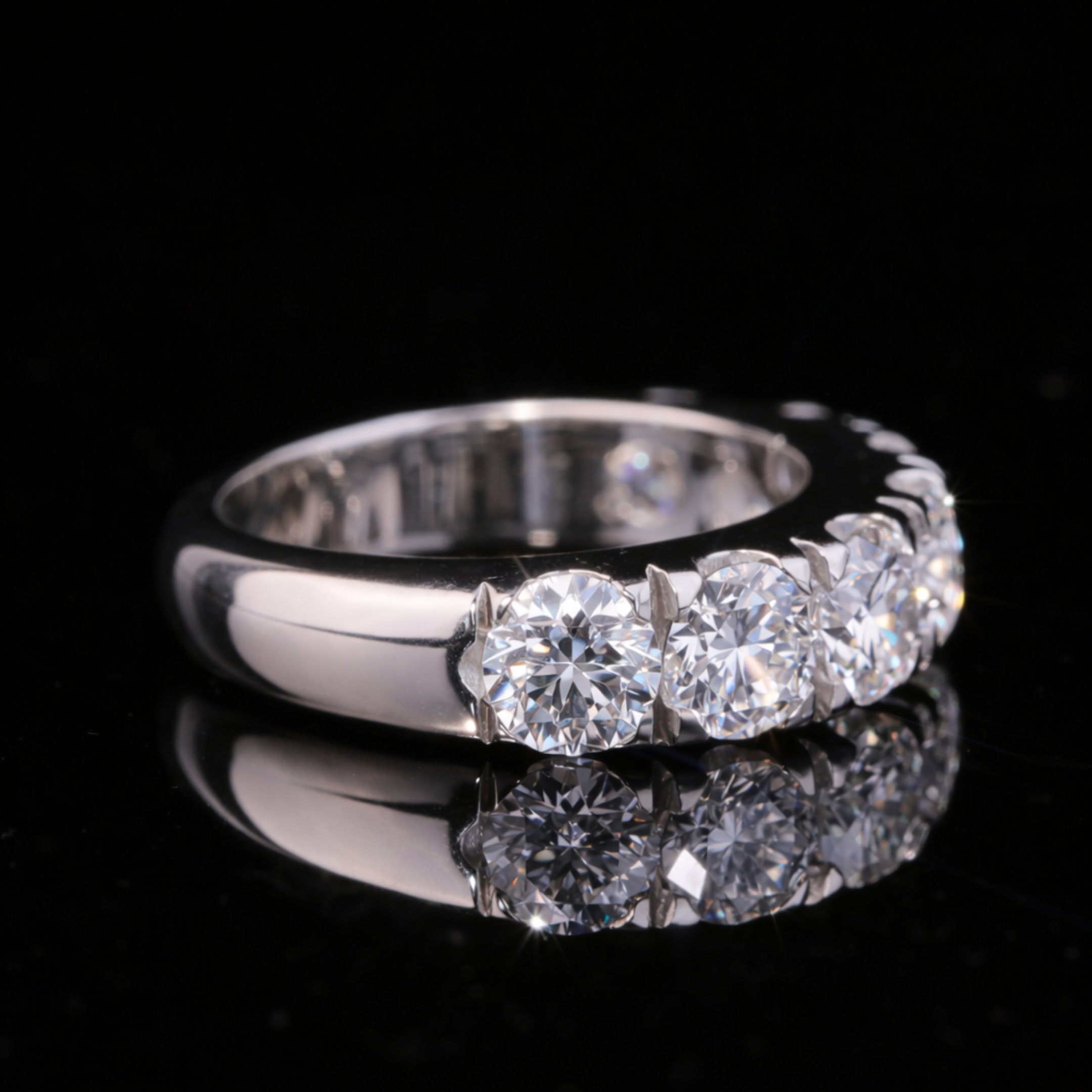 Round Cut Moissanite Eternity Band in Solid Gold – Diamond Wedding Ring