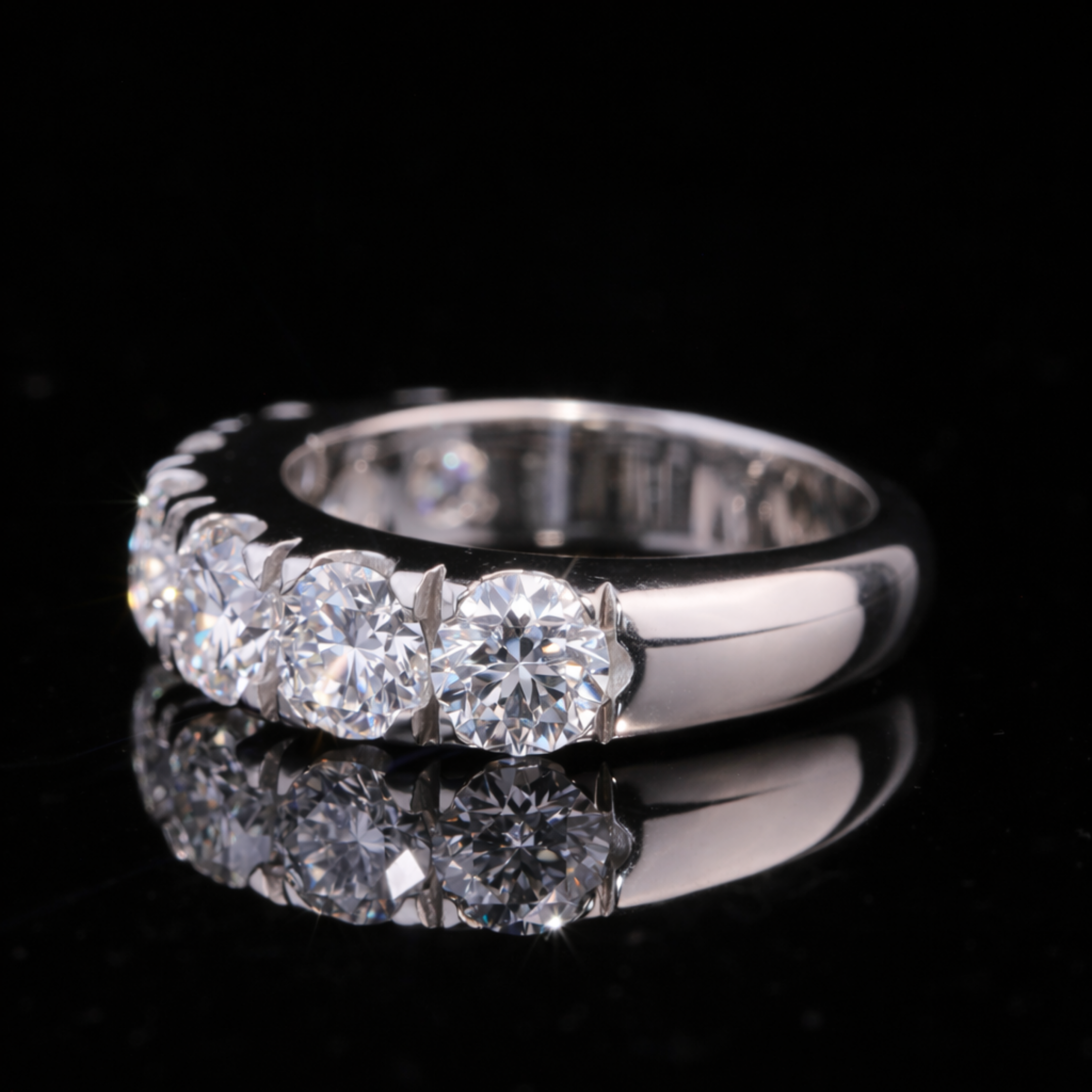 Round Cut Moissanite Eternity Band in Solid Gold – Diamond Wedding Ring