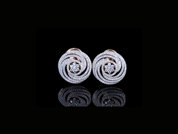 Luxury Diamond Spiral Stud Earrings | 18K, 14K, 10K Gold & Silver
