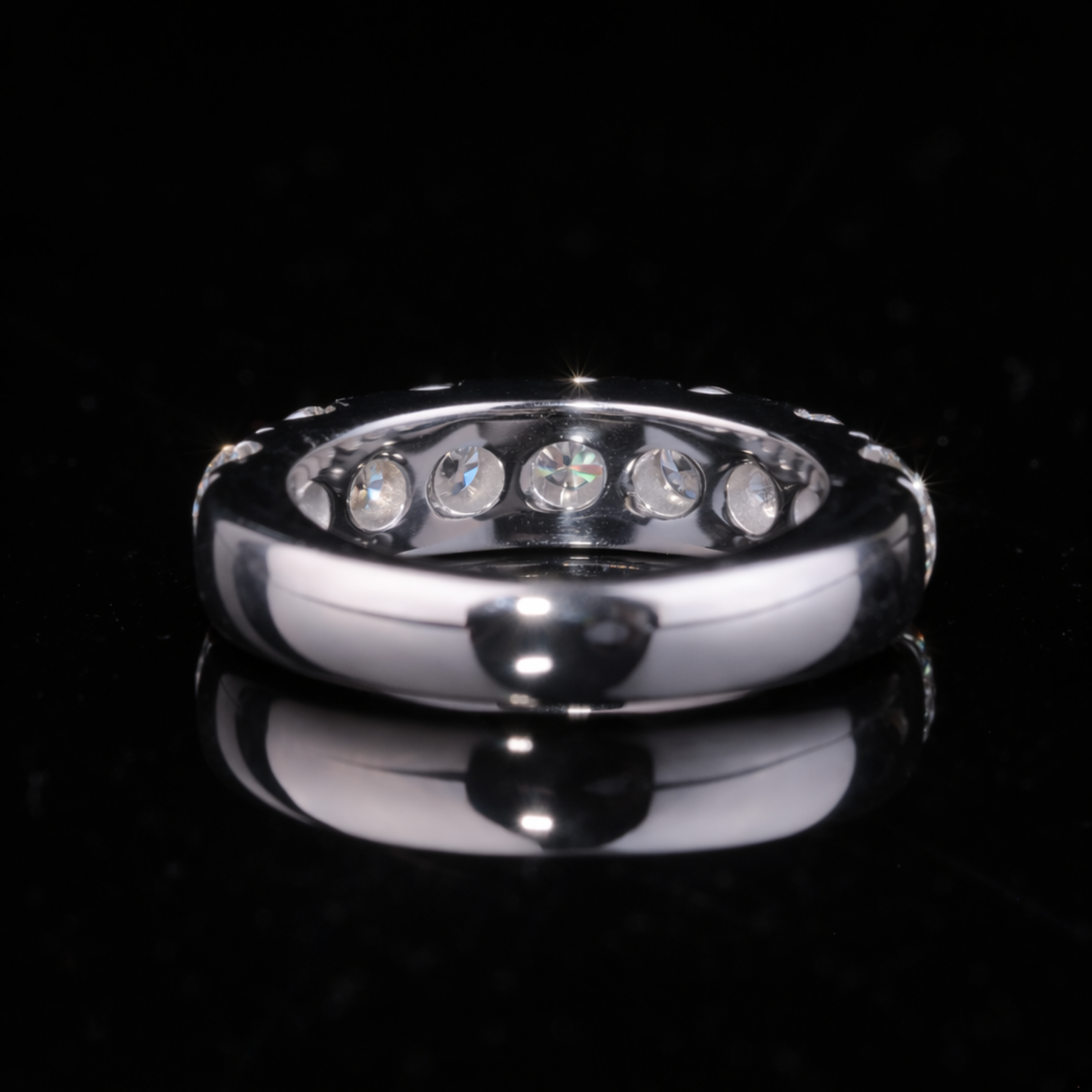Round Cut Moissanite Eternity Band in Solid Gold – Diamond Wedding Ring