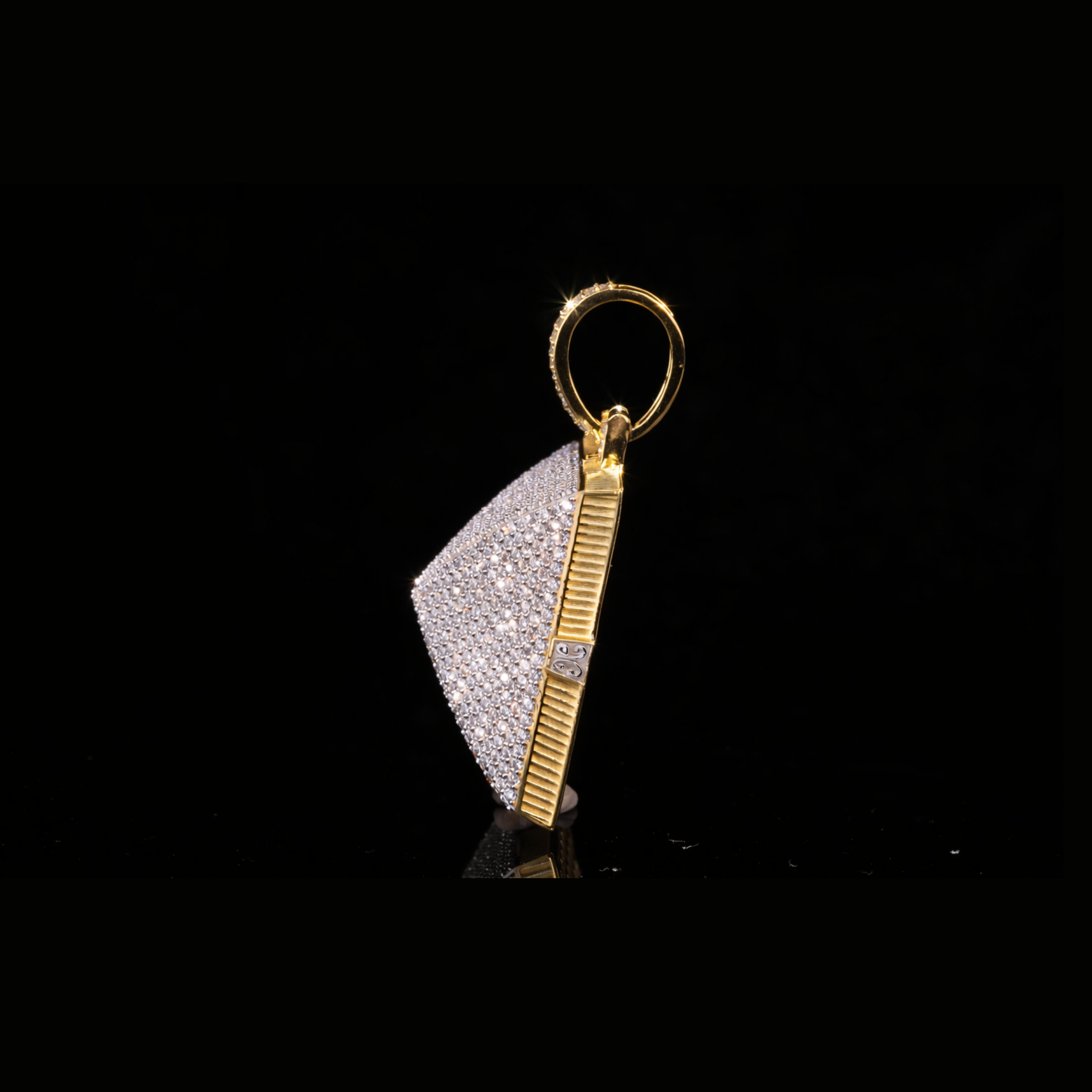 18K / 14K / 10K Gold Iced Pyramid Pendant – Square Diamond Hip Hop Pendant
