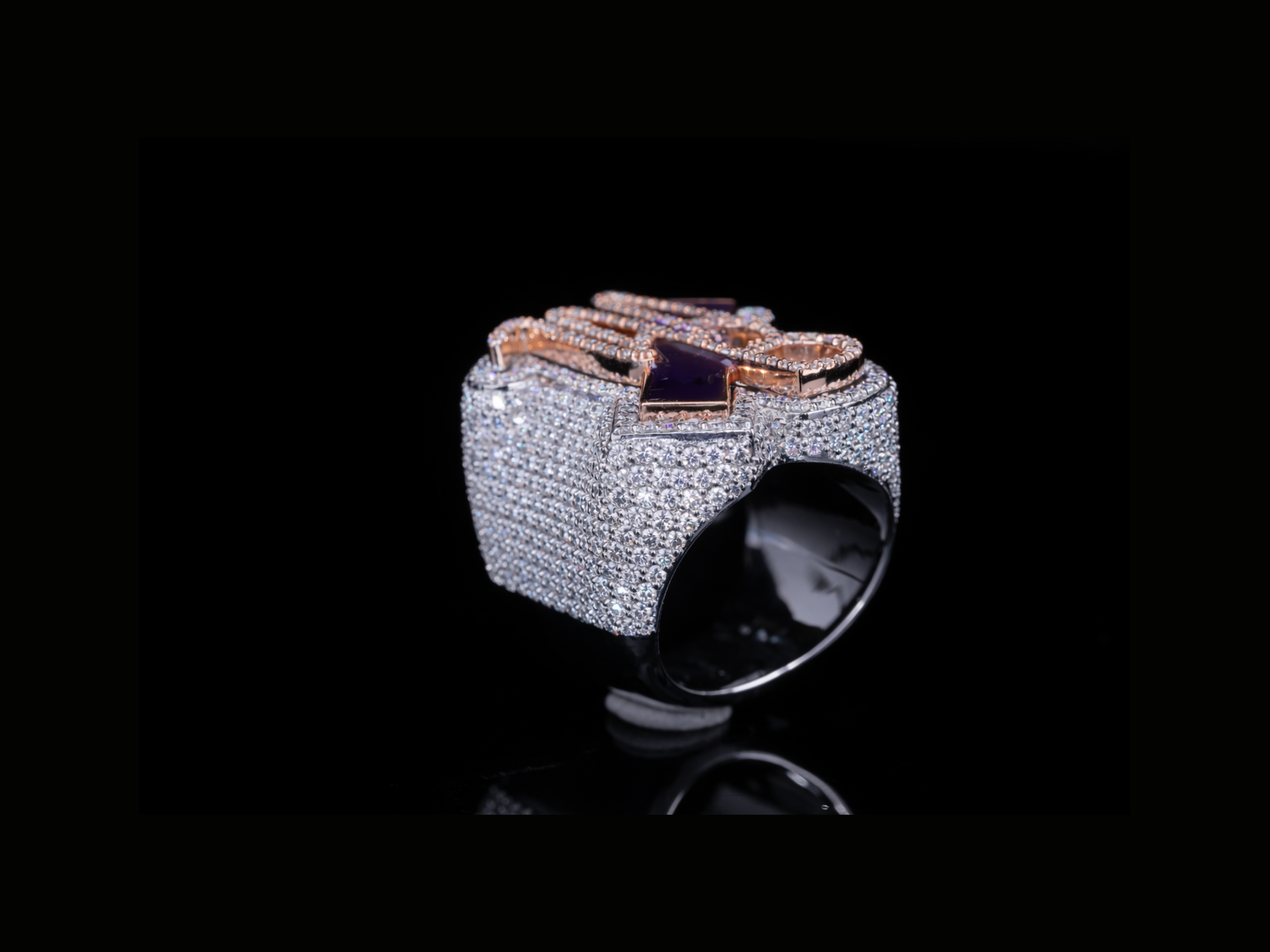 Luxury Statement Diamond Ring with Geometric Design | 18KT, 14KT, 10KT Gold & Silver Available