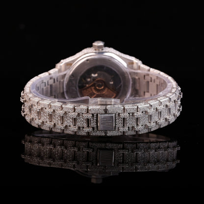 full diamond watch silver iced out statement piece