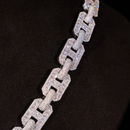 Iced Geometric Cuban Link Chain – Fully Flooded Diamond Statement Necklace for Men