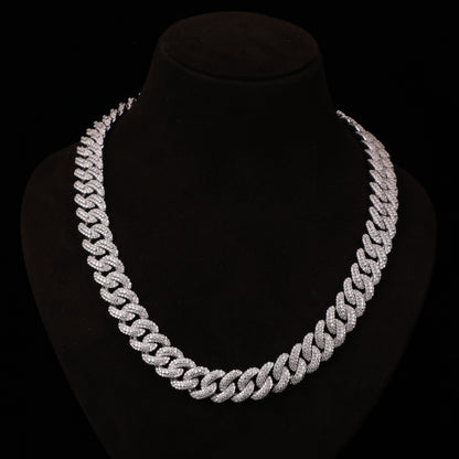 Iced Cuban Link Chain – Micro Pavé Diamond Hip Hop Necklace with Box Clasp
