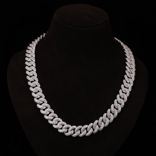 Iced Cuban Link Chain – Micro Pavé Diamond Hip Hop Necklace with Box Clasp