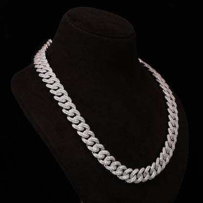 Iced Cuban Link Chain – Micro Pavé Diamond Hip Hop Necklace with Box Clasp