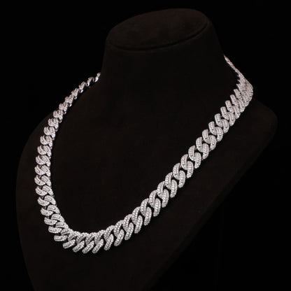 Iced Cuban Link Chain – Micro Pavé Diamond Hip Hop Necklace with Box Clasp