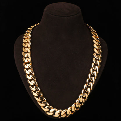 Solid Gold Cuban Link Chain – High Polish Miami Cuban Necklace