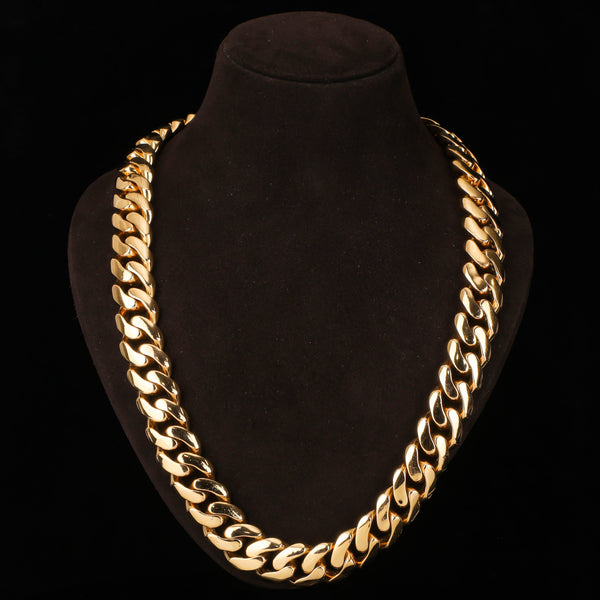 Solid Gold Cuban Link Chain – High Polish Miami Cuban Necklace