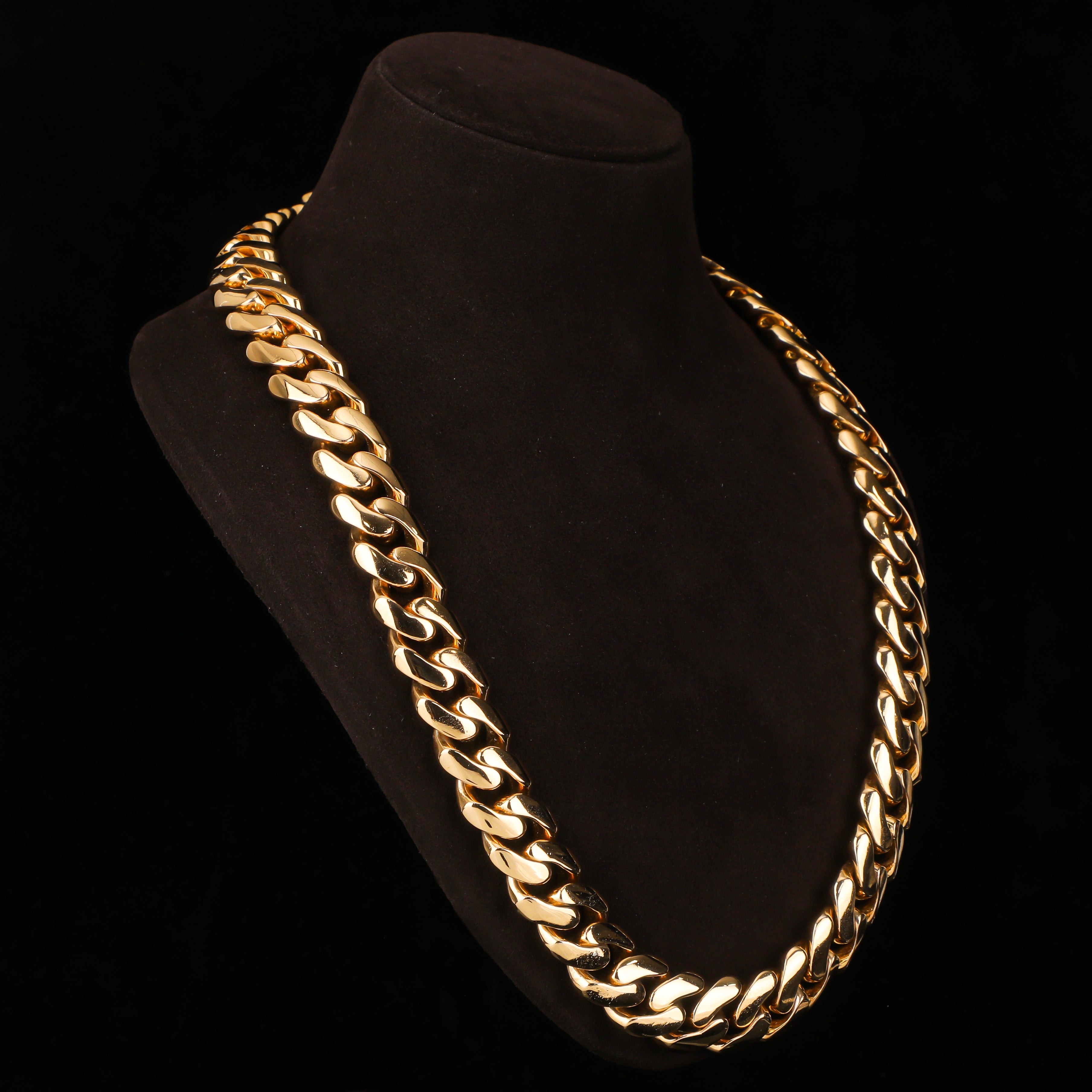 Solid Gold Cuban Link Chain – High Polish Miami Cuban Necklace