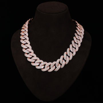 Rose Gold Micro Pavé Cuban Link Chain – Full Iced Luxury Statement Necklace