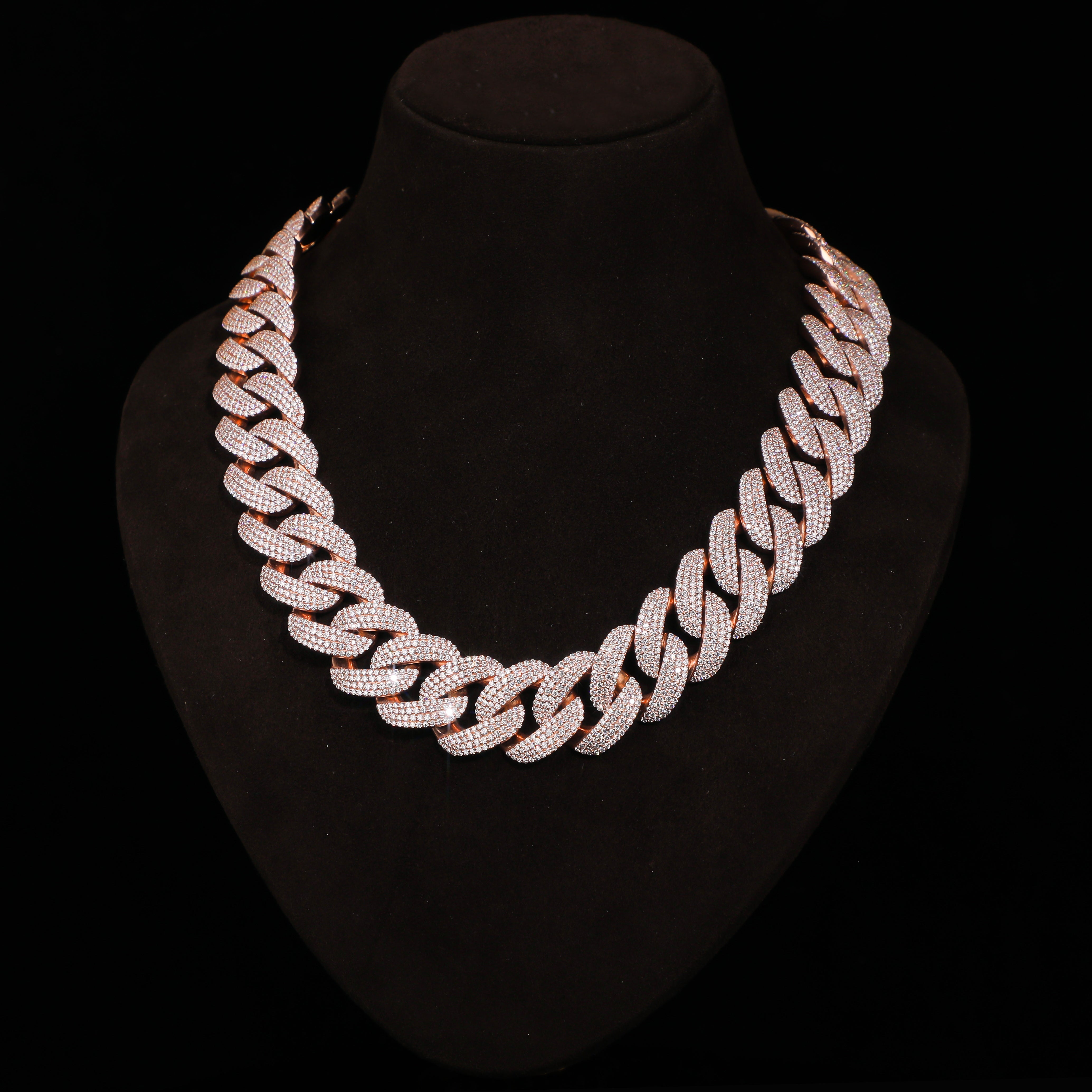 Rose Gold Micro Pavé Cuban Link Chain – Full Iced Luxury Statement Necklace