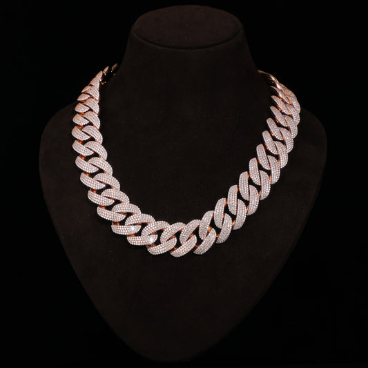 Rose Gold Micro Pavé Cuban Link Chain – Full Iced Luxury Statement Necklace