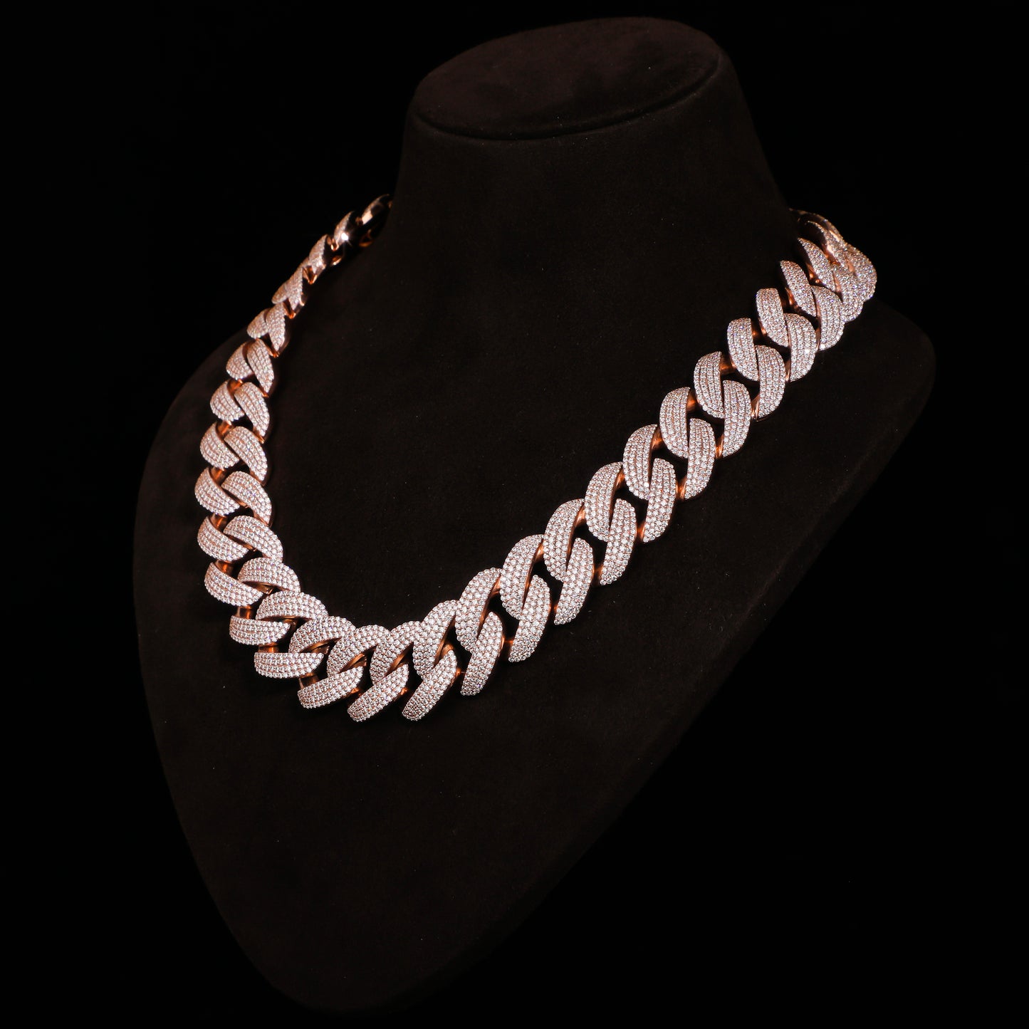 Rose Gold Micro Pavé Cuban Link Chain – Full Iced Luxury Statement Necklace