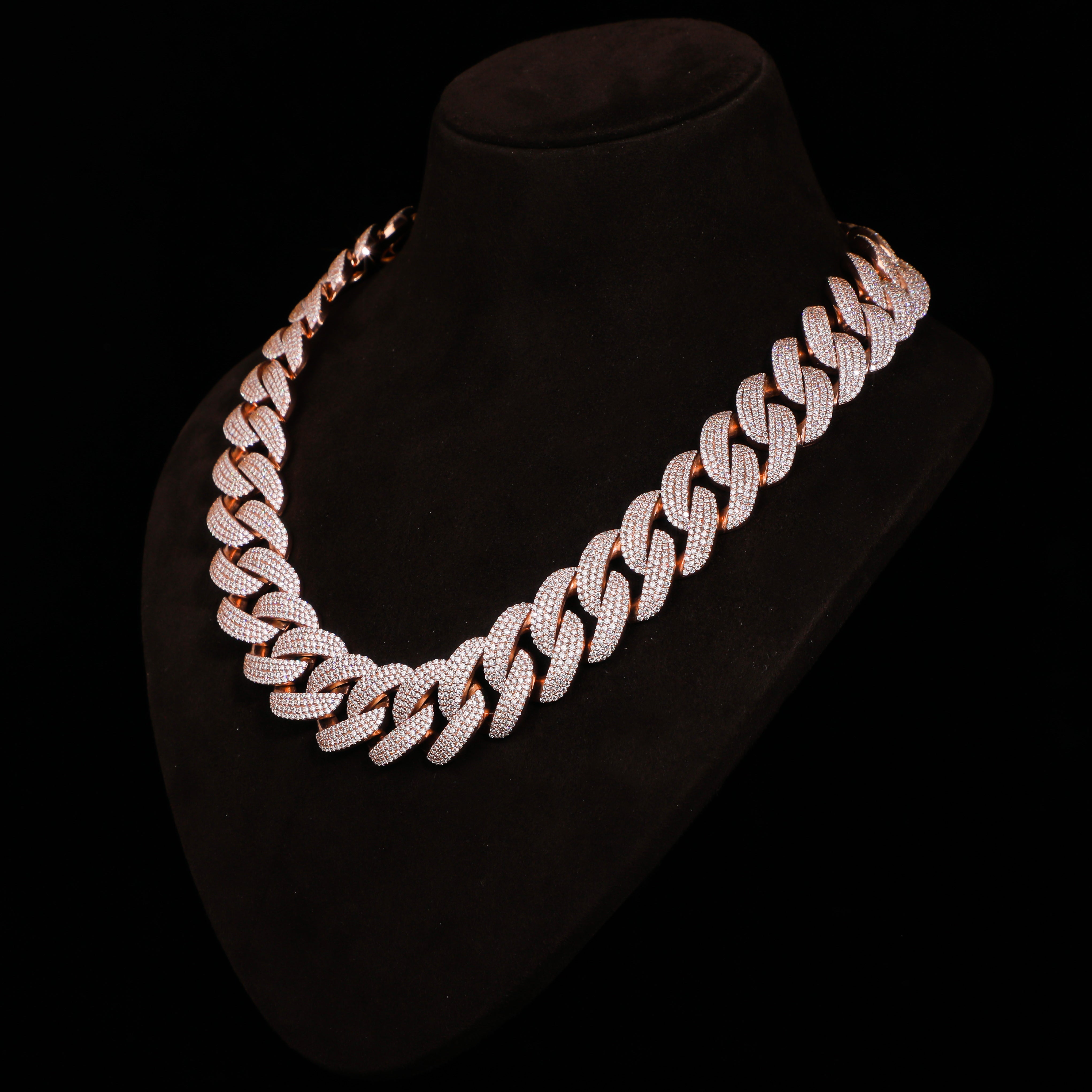 Rose Gold Micro Pavé Cuban Link Chain – Full Iced Luxury Statement Necklace