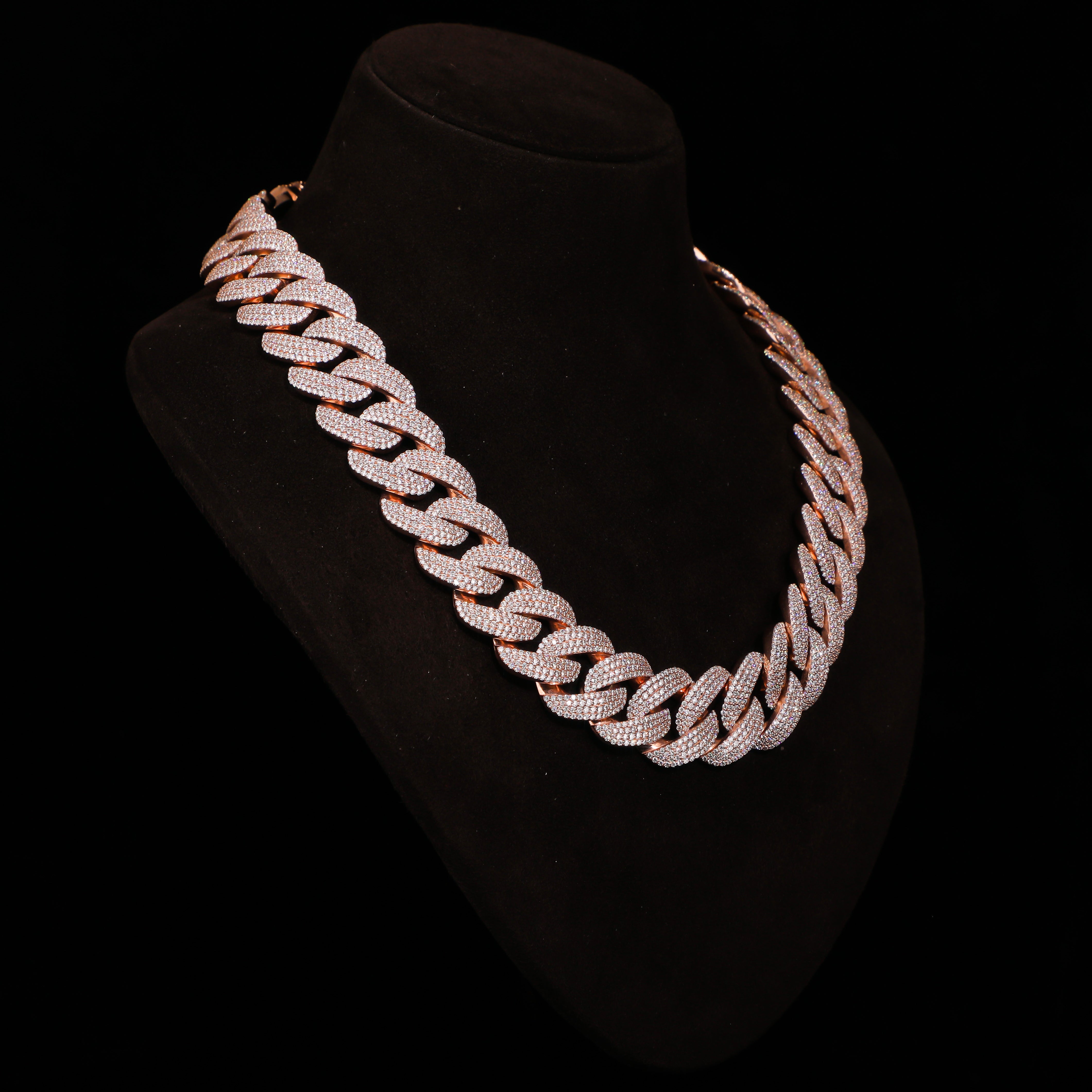 Rose Gold Micro Pavé Cuban Link Chain – Full Iced Luxury Statement Necklace