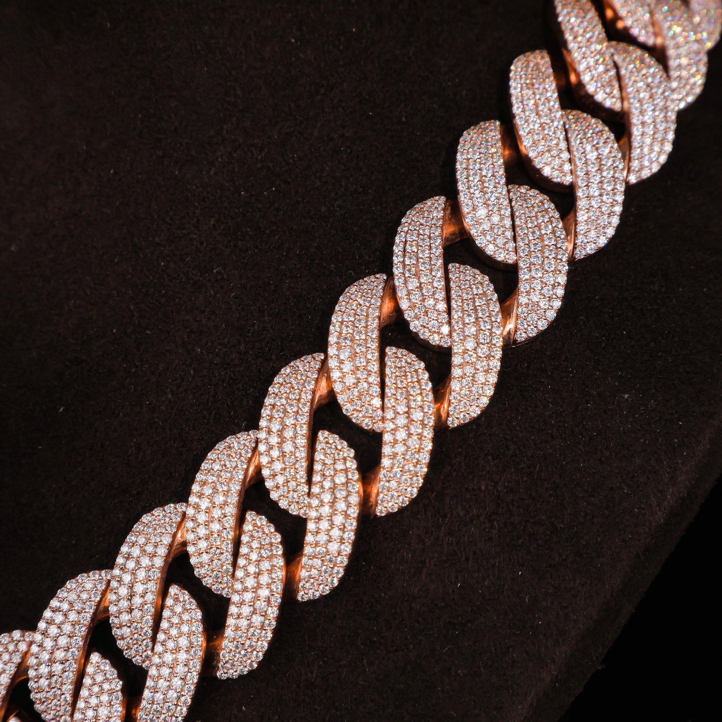 Rose Gold Micro Pavé Cuban Link Chain – Full Iced Luxury Statement Necklace