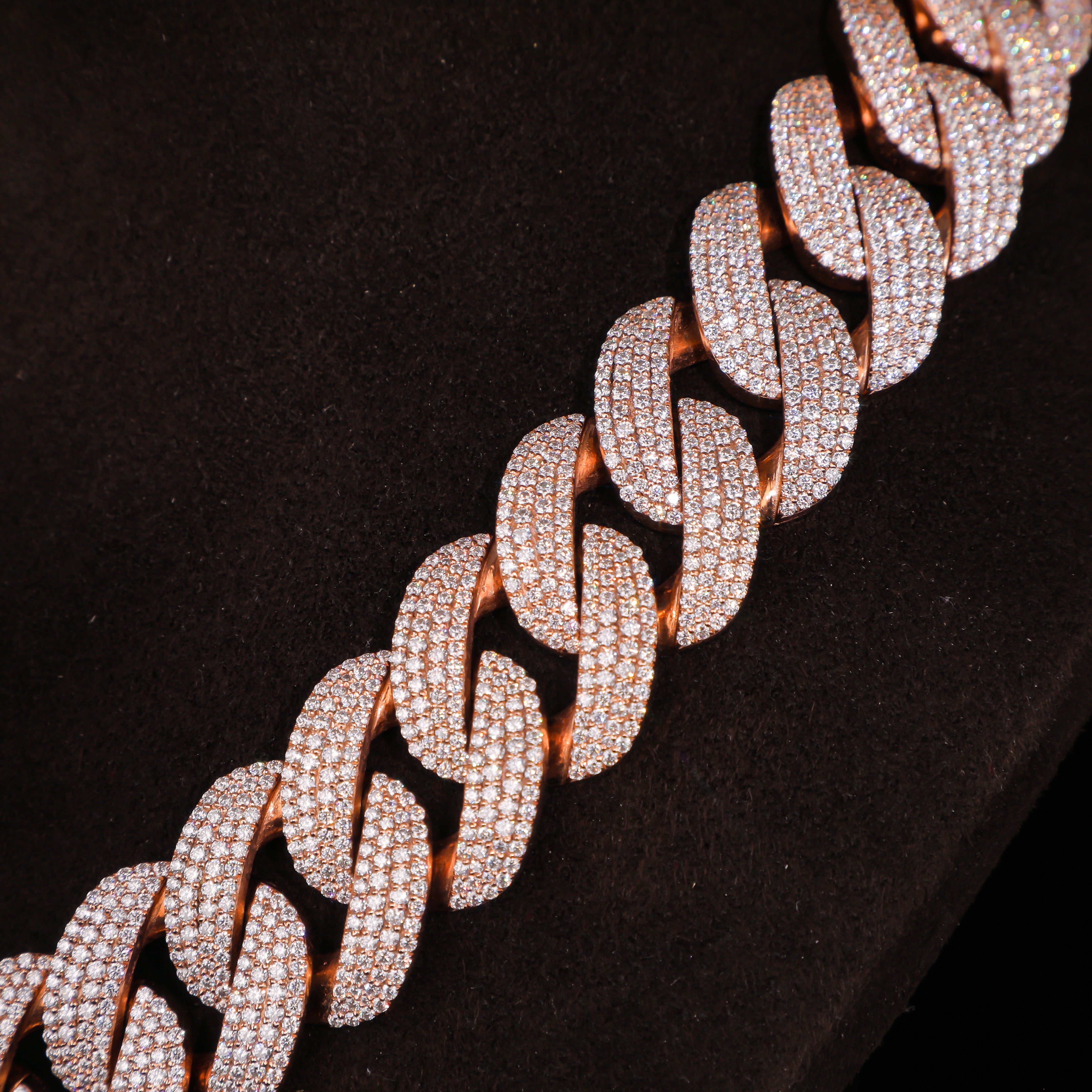 Rose Gold Micro Pavé Cuban Link Chain – Full Iced Luxury Statement Necklace