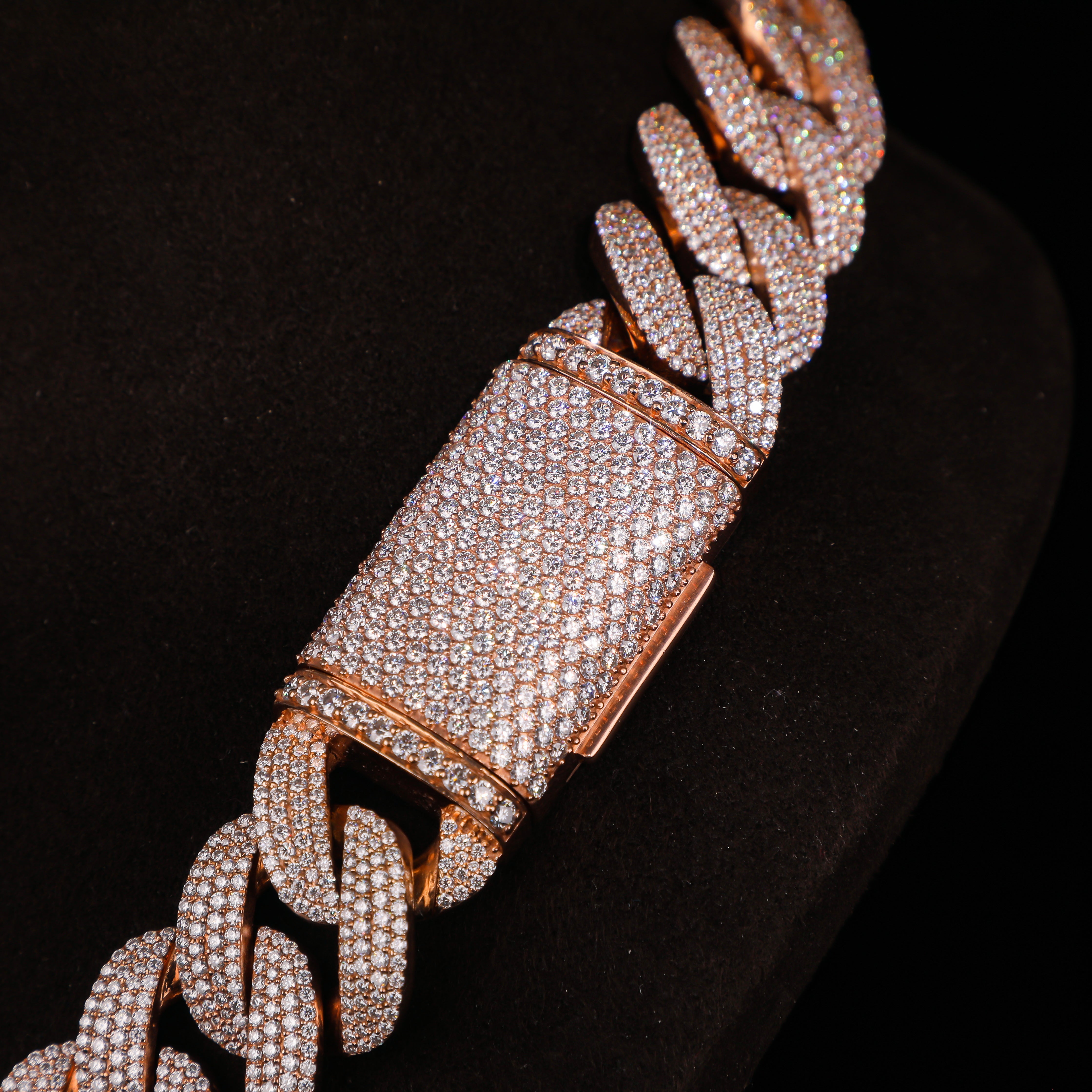 Rose Gold Micro Pavé Cuban Link Chain – Full Iced Luxury Statement Necklace